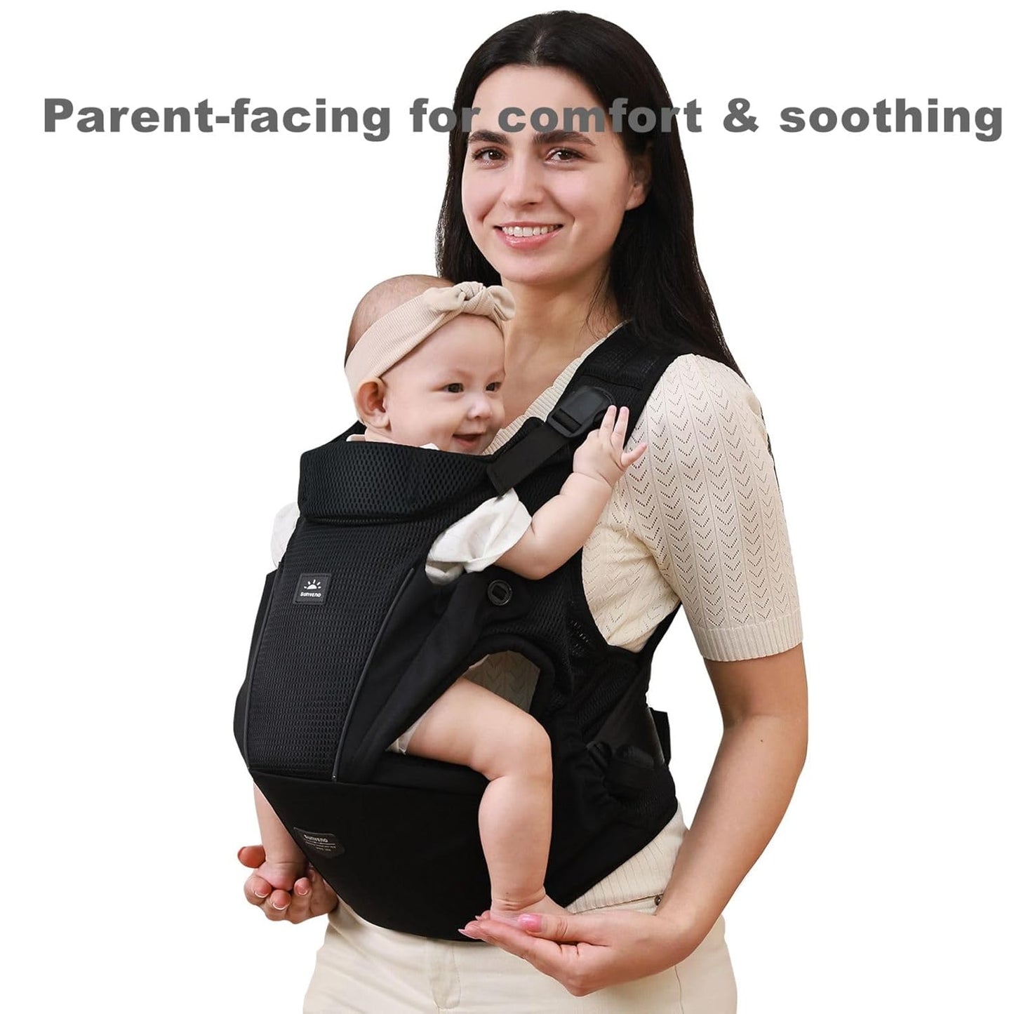 SUNVENO Hip Seat Baby Carrier for Toddler, Baby Carrier with Hip Seat, Patented Ergonomic Support for Heavy Babies, Lightweight Breathable Design, 7-45 lbs