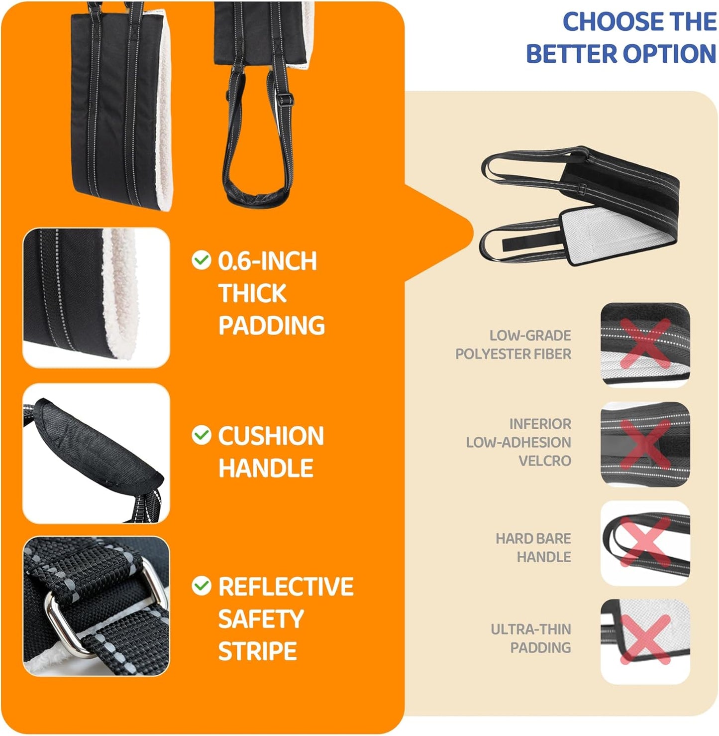 Adjustable Dog Lift Harness, Hind Leg Support Sling for Weak Rear Legs, Soft Lift and Rehab Harness Helps Senior, Injured, Disabled and Post-ACL Surgery Dogs(XL)