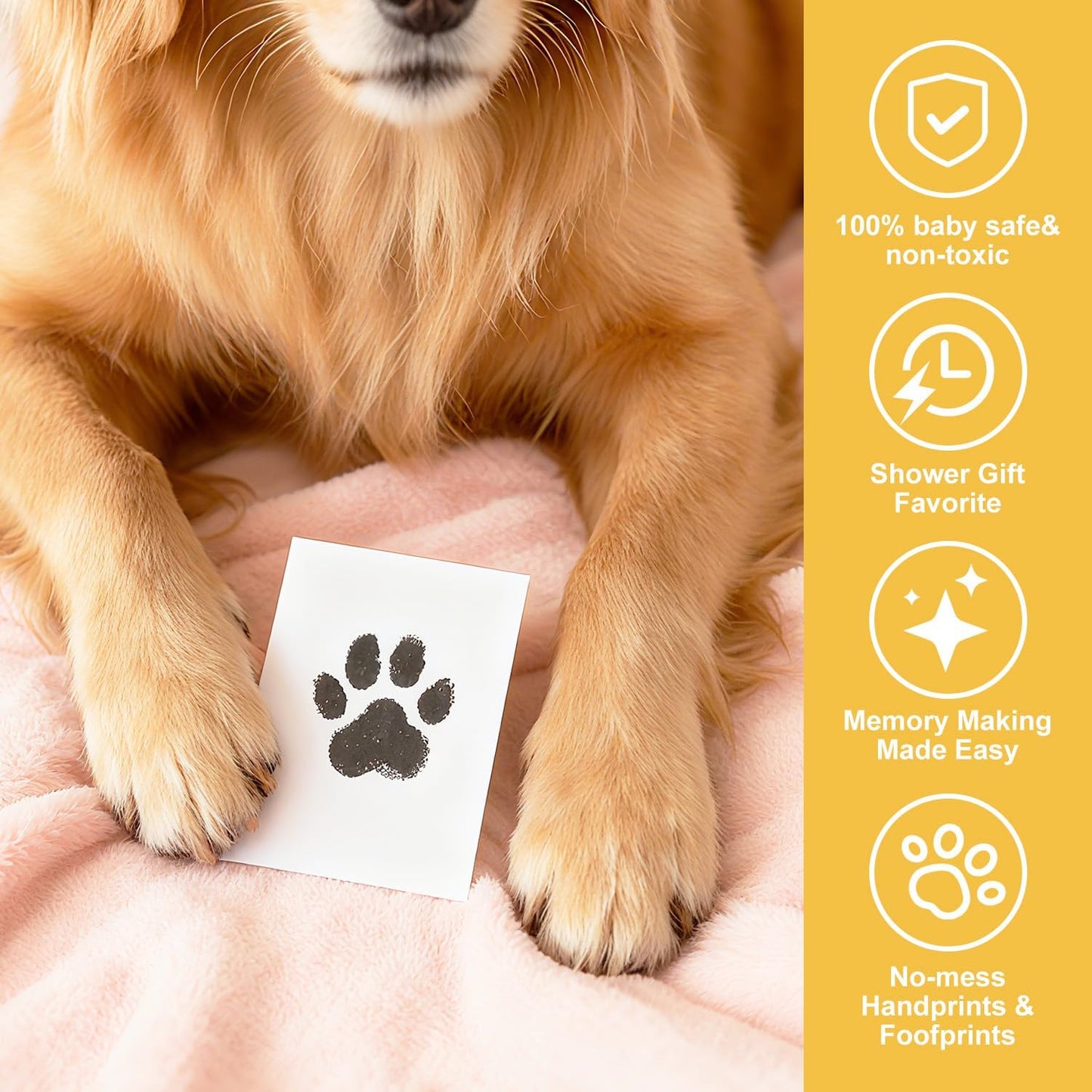 Paw Print Kit for Dogs - Dog Paw Print Kit Pet Paw Print Impression Kit, Dog Nose Print Kit Clean Touch Ink Pad for Dog Paw Prints, Inkless Paw Print Kit for Puppy & Newborn