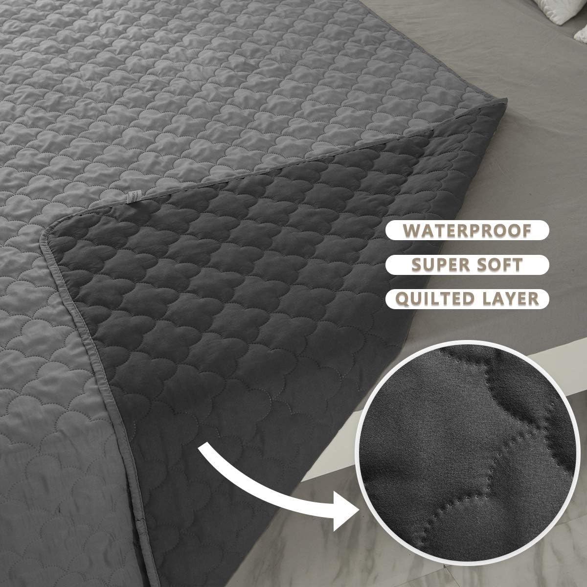 SPXTEX Dog Bed Cover Washable Pee Pads Dog Blankets for Puppy Large Dog Cat,Sofa Reversible Changing Pad Reusable 1 Piece（82"x102",Dark Grey+Grey）