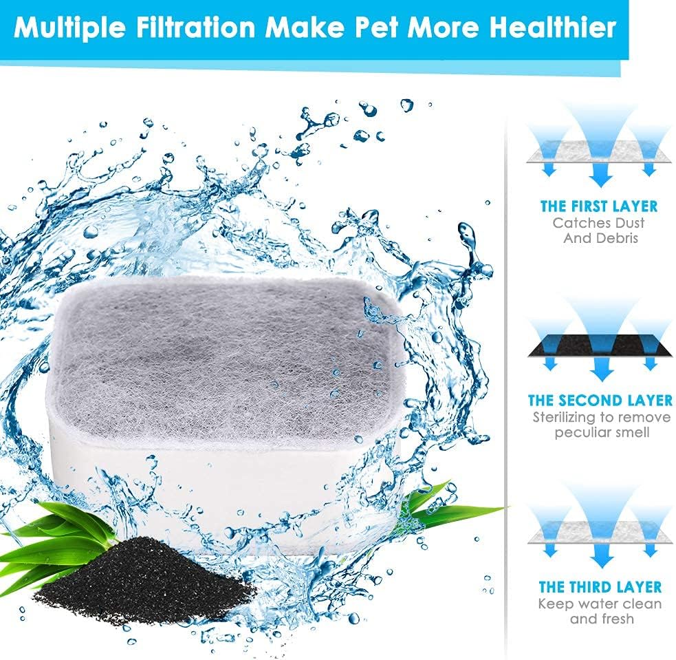 eecoo Ceramic Filter Cat Water Fountain Replacement,Premium Carbon Filter Foam Filter Dog Pet Water Fountain Filter Cat Water Dispenser,4pcs