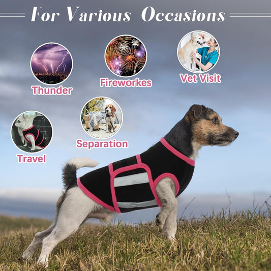 Allroaring Dog Anxiety Vest, Soft Dog Calming Shirt, Reflective Anti-Anxiety Vest Breathable Pet Anxiety Jacket Wrap for Fireworks, Thunderstorms, Separation, Travle, Vet Visits, Black XL