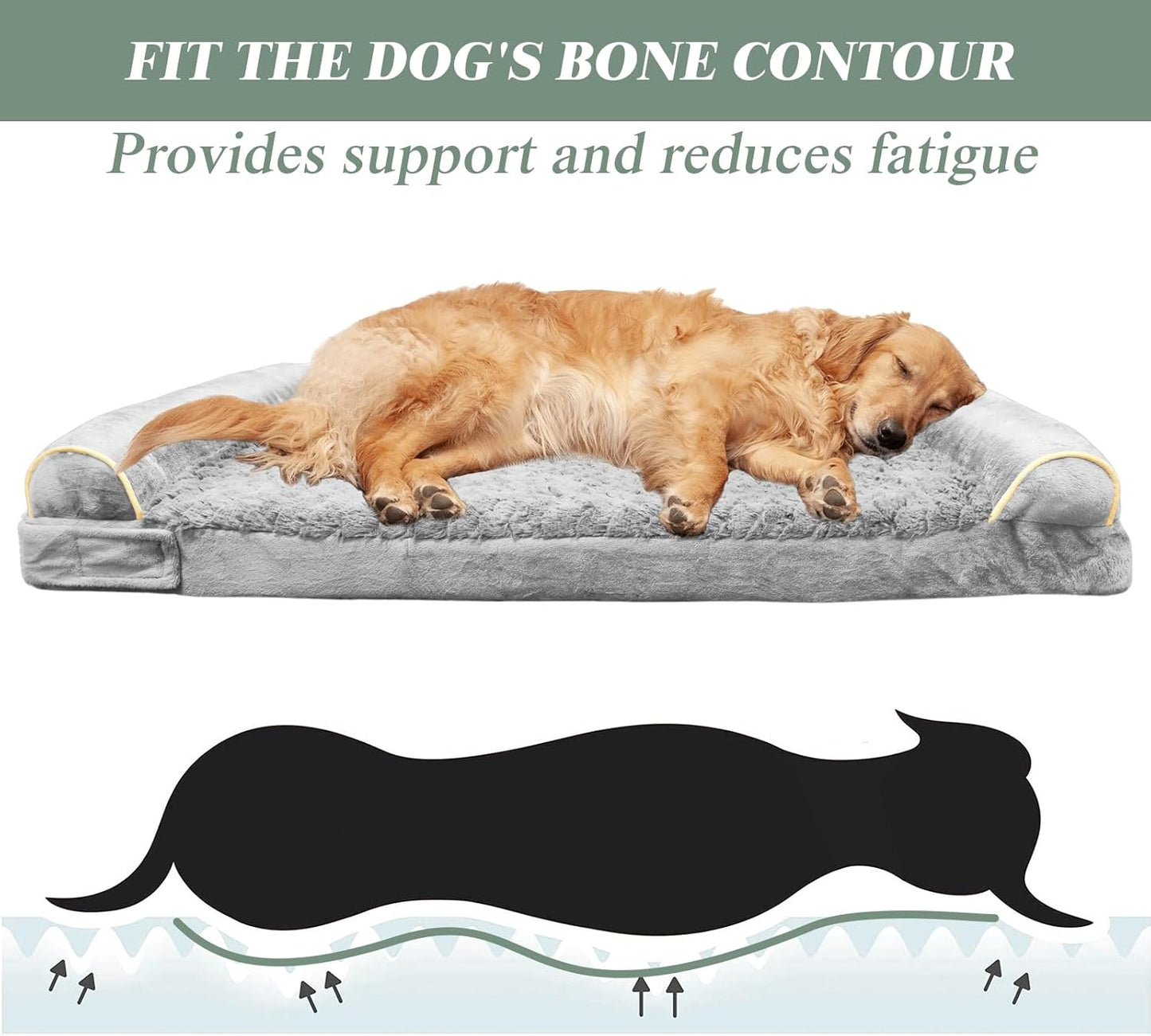 Orthopedic Dog Bed, Extra Large with Memory Foam, Waterproof & Washable Cover (36 in, Grey)