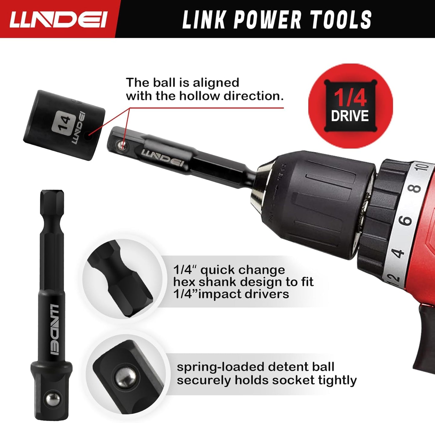 LLNDEI 48 Piece 1/4 Inch Mini Socket Ratchet Wrench Set, Metric Shallow Socket (4-14mm) 6-Point,with 72 Teeth Mini Ratcheting Wrench, Screwdriver Bit Set, Universal Joints and 3 Inch Extensions