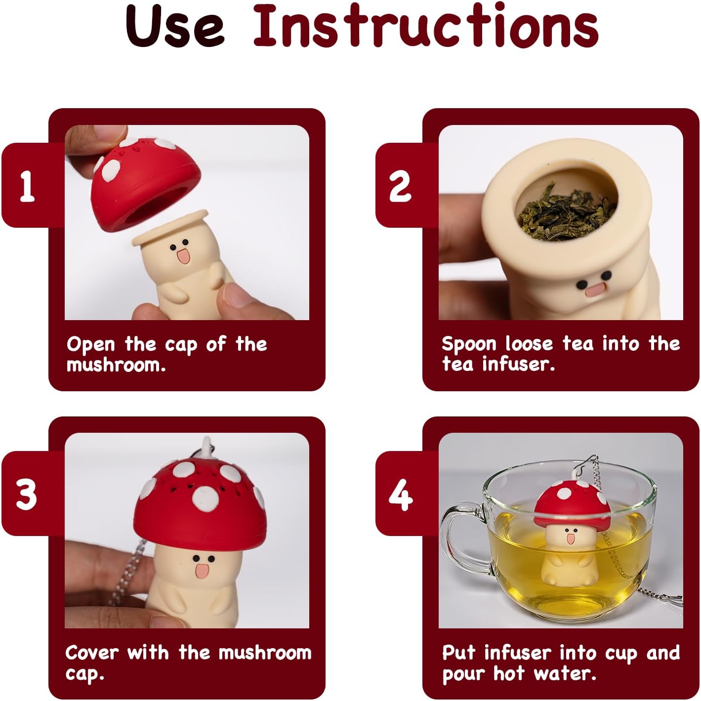 Mushroom Tea Infuser Tea Strainers For Loose Tea Cute Tea Infuser Tea Accessories For Tea Lovers Cute Kitchen Accessories Mushroom Gifts