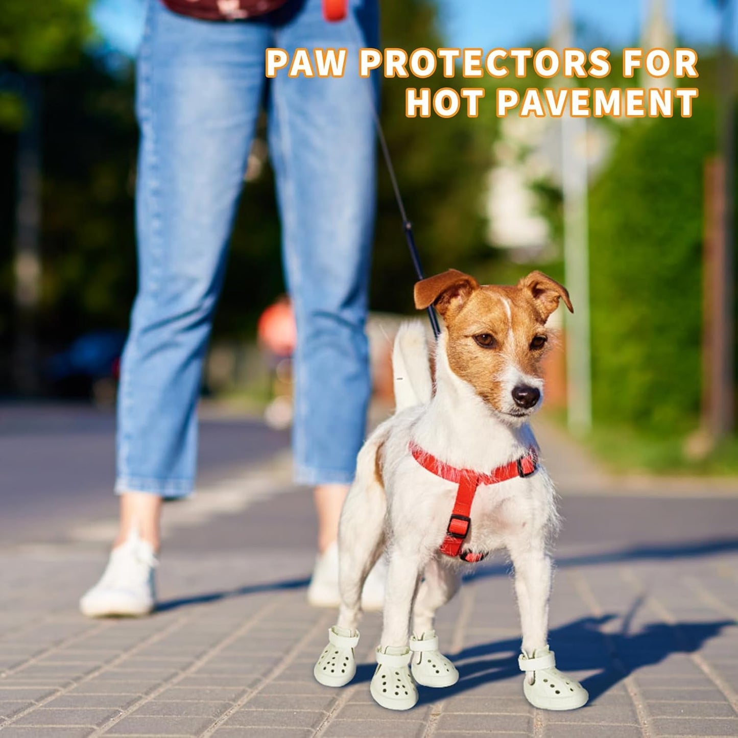 Dog Shoes for Medium Large Size, Breathable Dog Shoe for Hot Pavement, Dog Booties and Paw Protectors, Non-Slip Waterproof Dog Sandals Boots with Reflective for Rain, Summer, Hiking, Snow (Size 4)