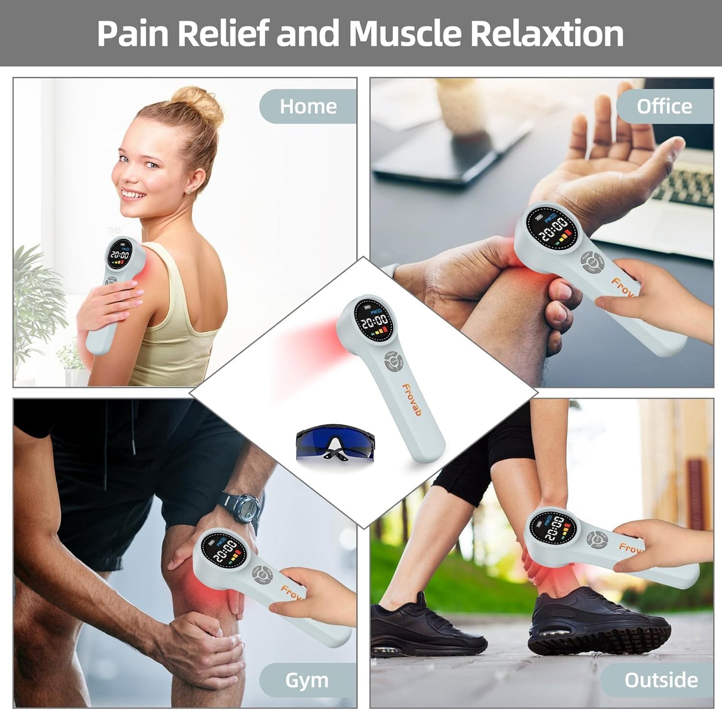 Cold Light Therapy Machine, 4x980nm+4x810nm+16x660nm, Red Light Therapy Device at Home, Infra Red Light Therapy for Pain, Hand Held Red Light Therapy Device for Elbows, Knees, Shoulders, Hands