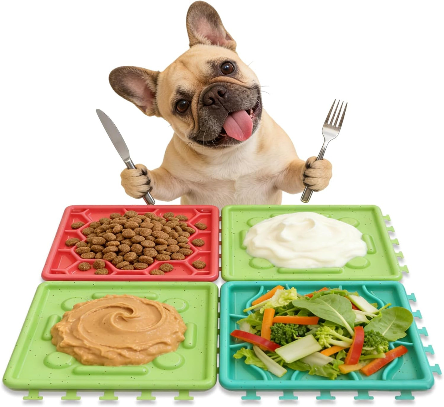 Dog Slow Feeder Bowl Puzzle (Red & Green)