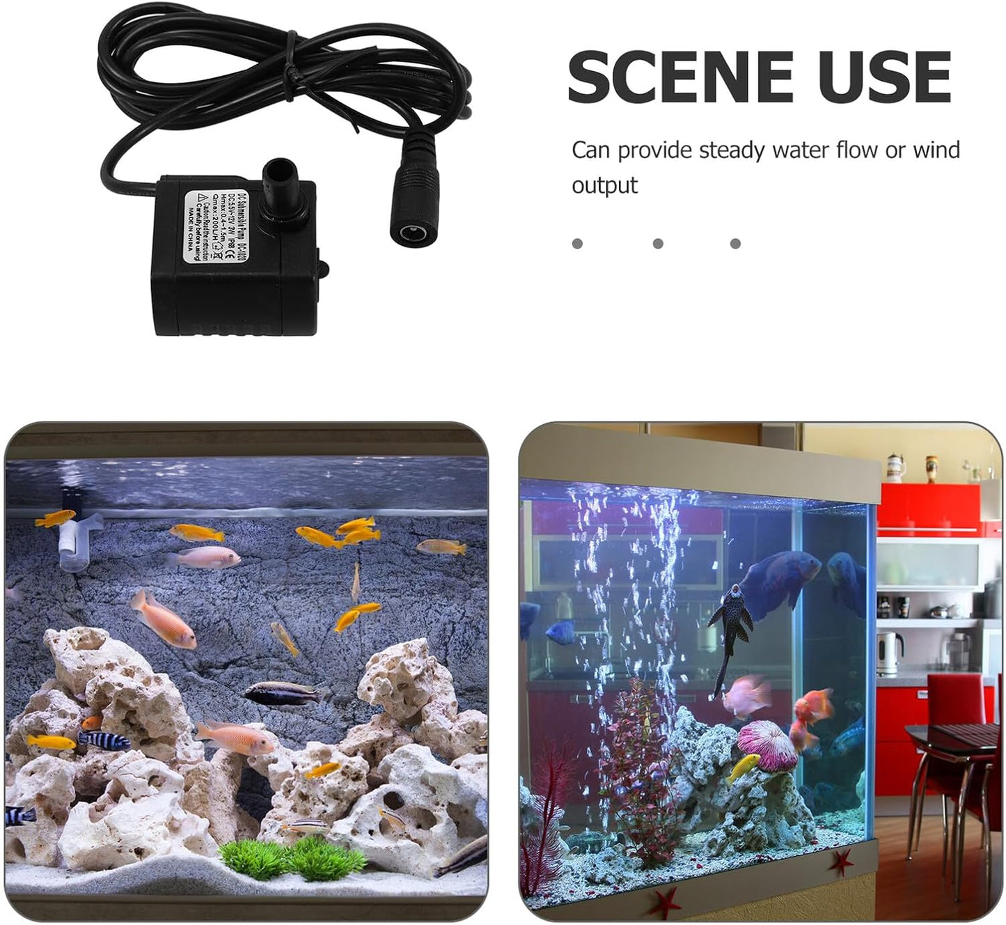 FAVOMOTO Mini Submersible Dc Water Pump 4.5v-12v Silent Brushless Fountain Pump for Aquarium Fish Tank and Pet Water Fountain Outdoor Use