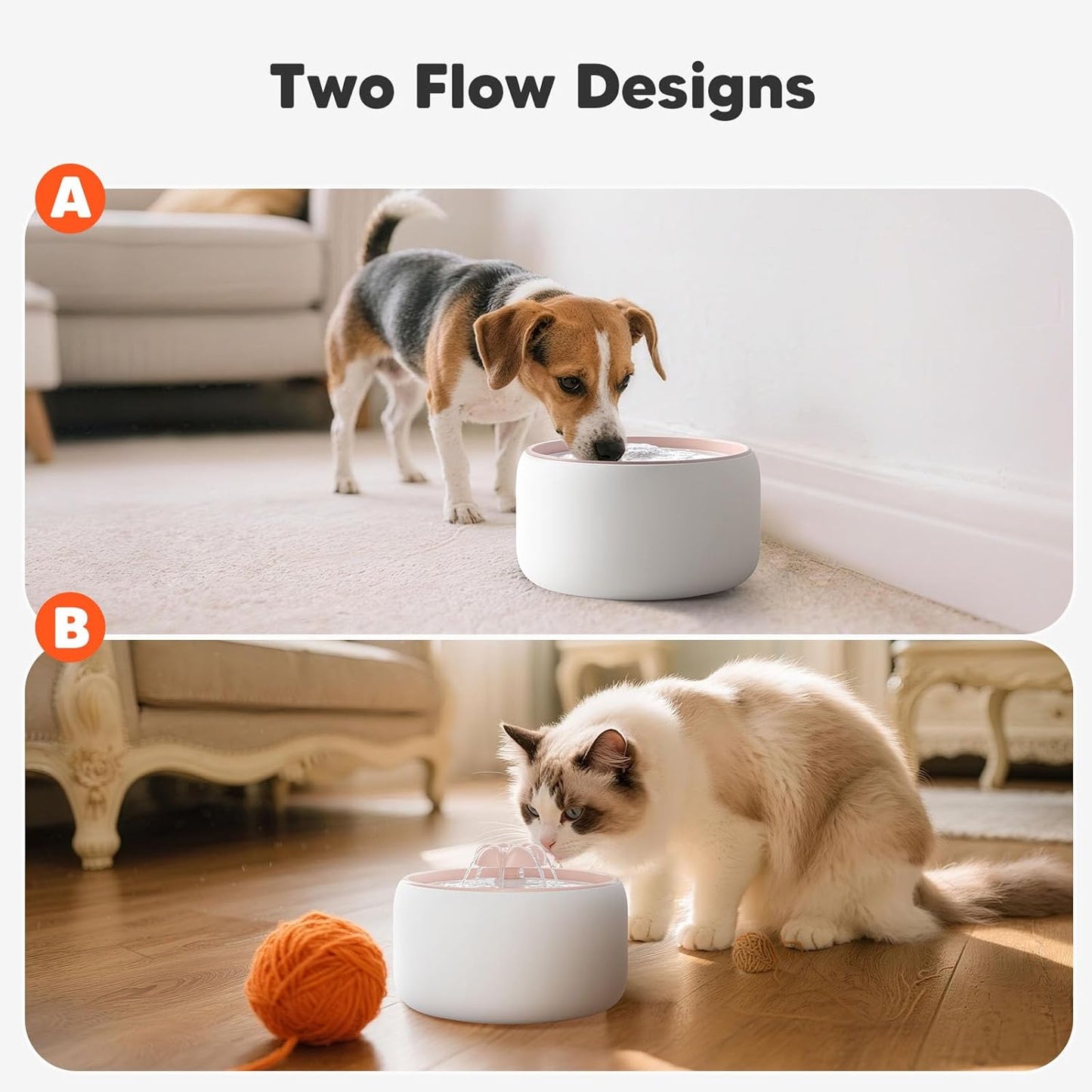 WOPET Wireless Cat Water Fountain, 3L/101oz Ceramic Automatic Pet Water Dispenser for Cats, Battery Operated Cordless Dog Water Fountain with Motion Sensor, Ultra Quiet Wireless Pump, Dishwasher Safe