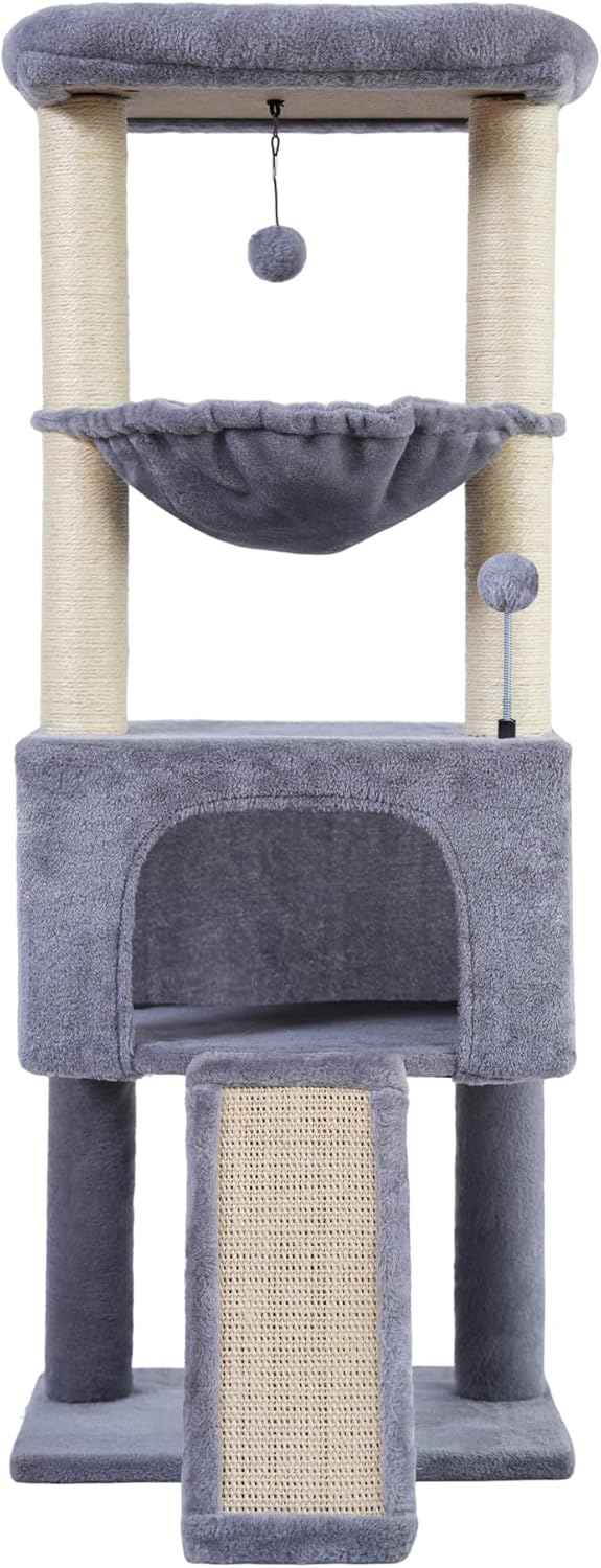 ROYPET Fashion Design 43.3" Cat Trees with Cat Houses,Grey