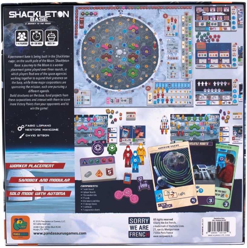 Shackleton Base: A Journey to The Moon Board Game - Sci-Fi Strategy Game of Space Exploration, Fun for Family, Kids & Adults, Ages 14+, 1-4 Players, 60-120 Minute Playtime