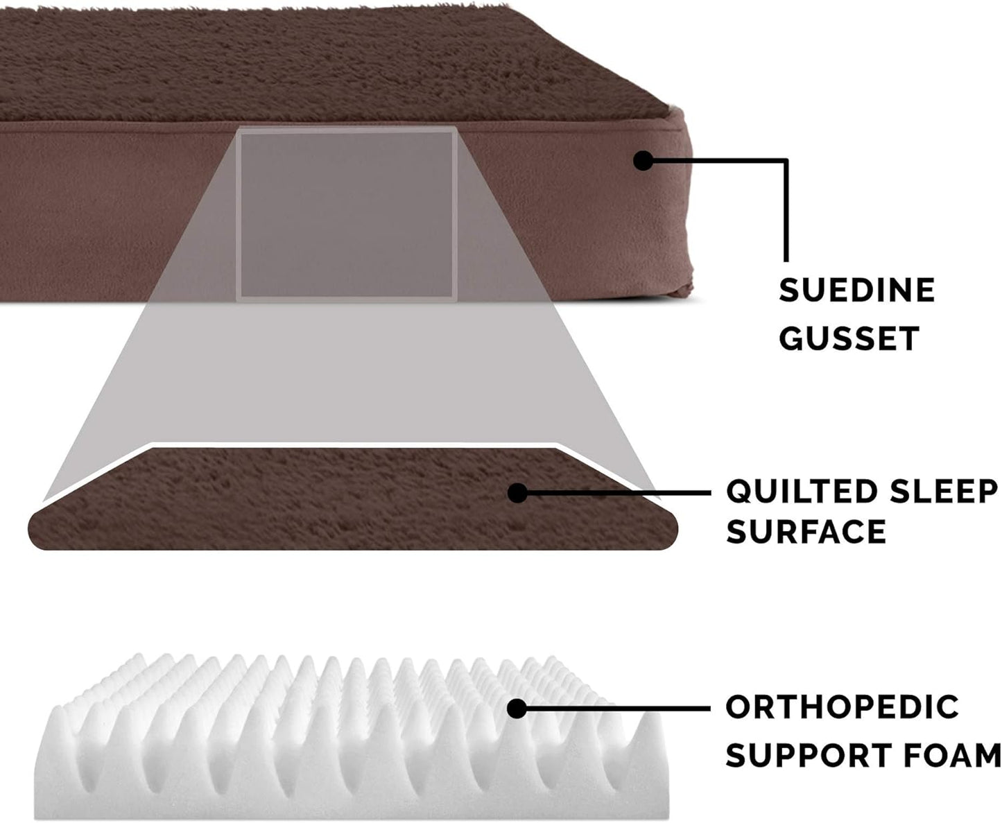 Furhaven Orthopedic Dog Bed for Large/Medium Dogs w/ Removable Washable Cover, For Dogs Up to 55 lbs - Terry & Suede Mattress - Espresso, Large