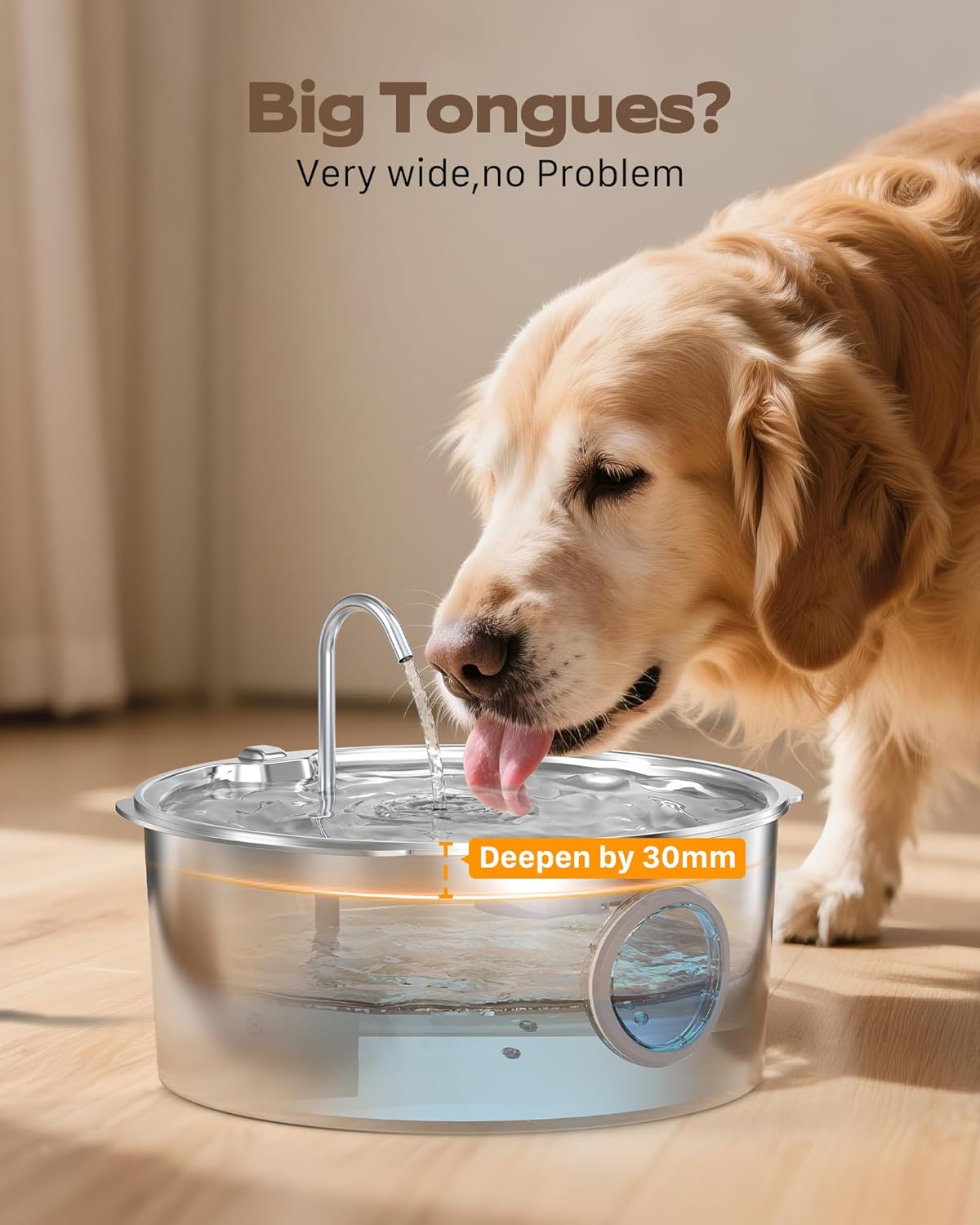 Dog Water Fountain for Large Dogs: Stainless Steel Dog Fountain Water Bowl - 3.2Gal/406oz/12L Super Quiet Big Cat Water Fountain with Visual Water Level -Great for Large Dogs Cats and Multi-Pet Home