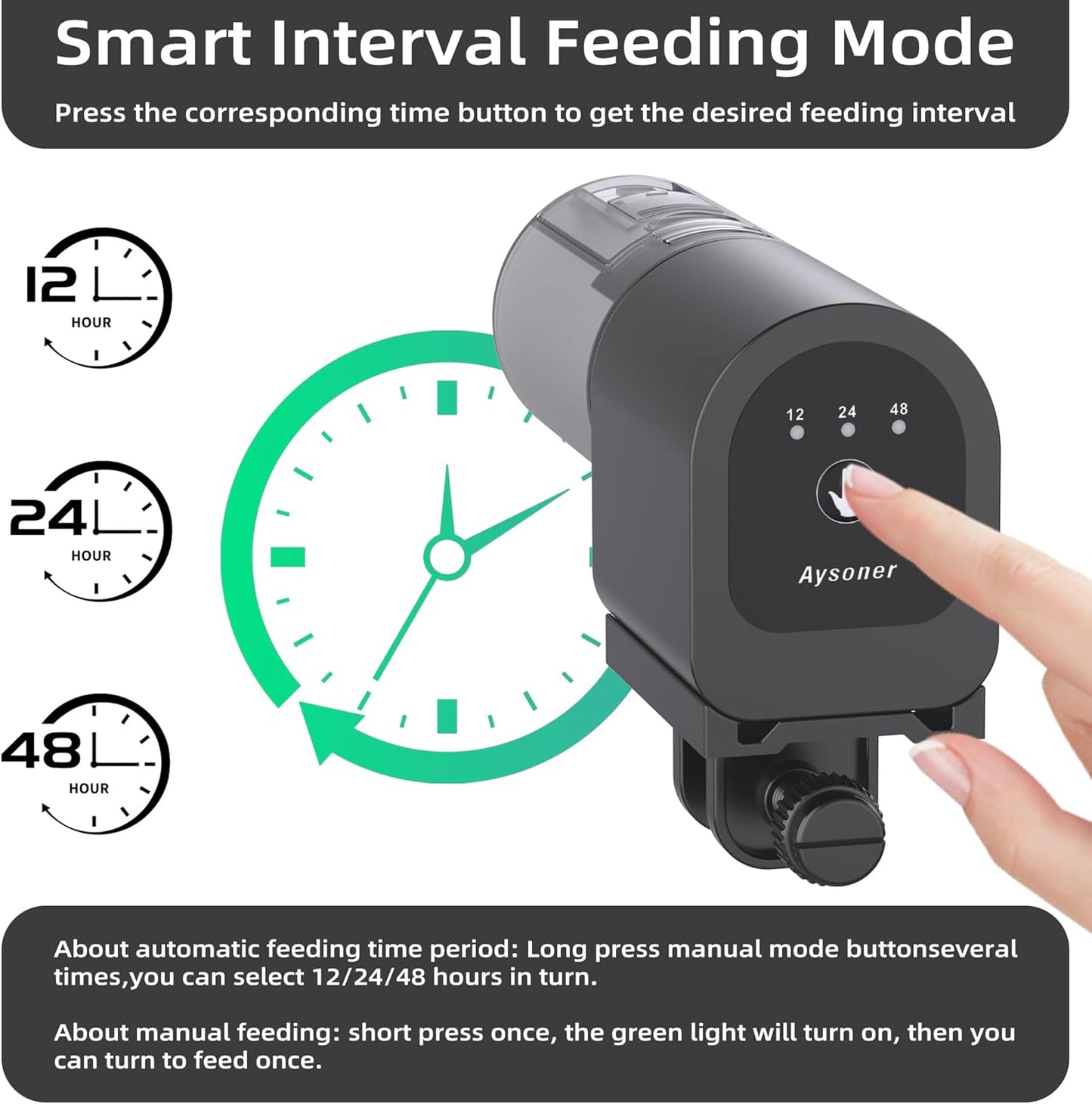 Aysoner Automatic Fish Feeder for Aquarium: Fish Food Vacation Feeders - Small Auto Dispenser for Feeding Betta Turtle Tank