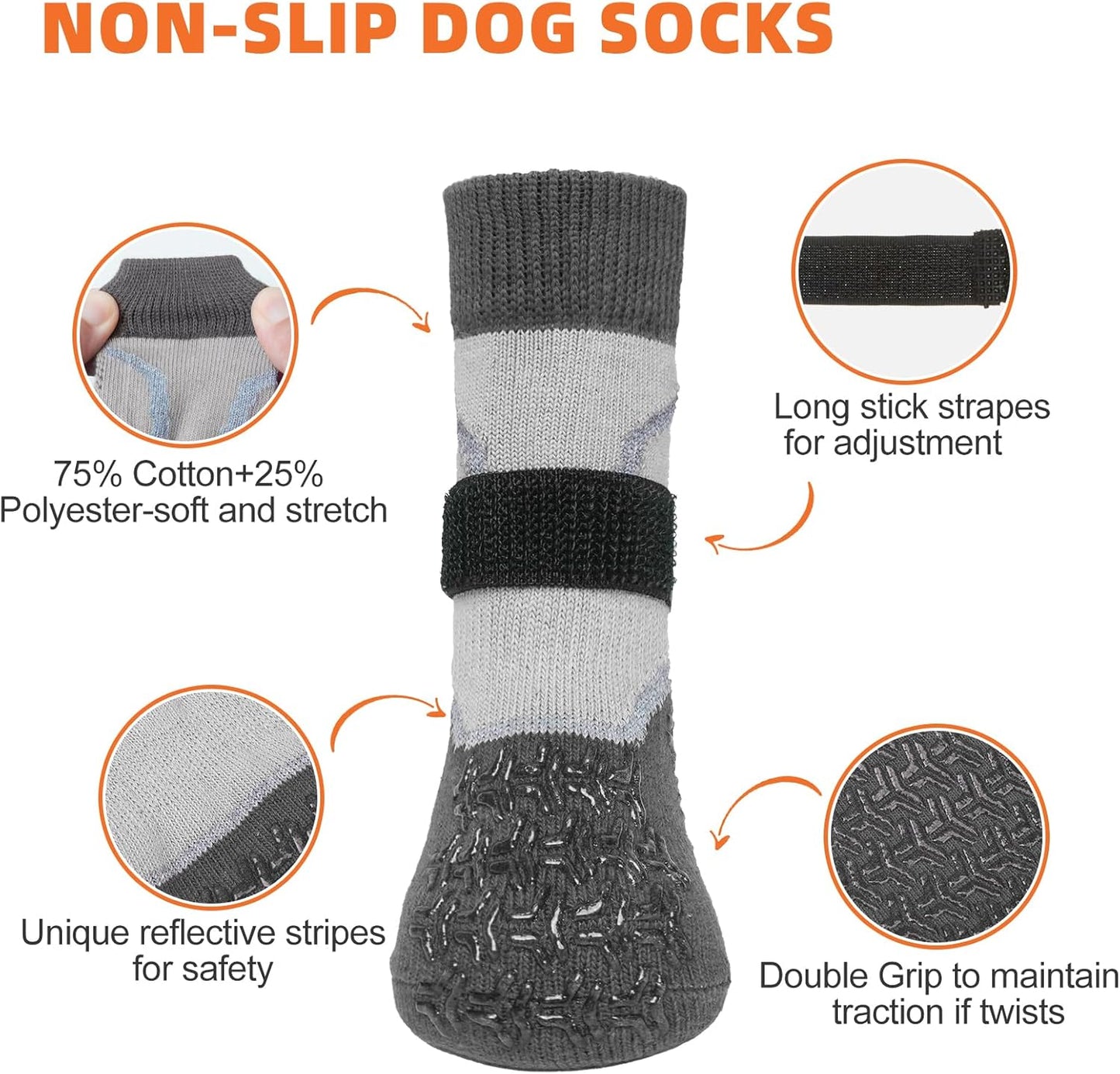 Dog Socks to Prevent Licking Paws,Grippy Socks for Senior Dog,Winter Dog Booties for Small Medium Large Dogs Paw Protector with Grips for Hardwood Floor,Non Slip Socks for Hot/Cold Pavement