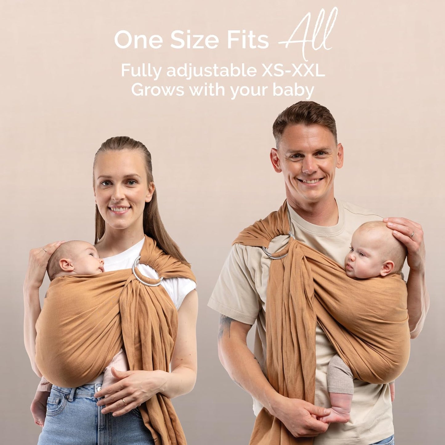 Boba Ring Sling Baby Carrier Newborn to Toddler - Lightweight & Breathable Baby Sling, Hip-Healthy Carrier Sling, Baby Wrap Carrier for Front & Hip Carry, 8-35 lbs (Linen Rye)
