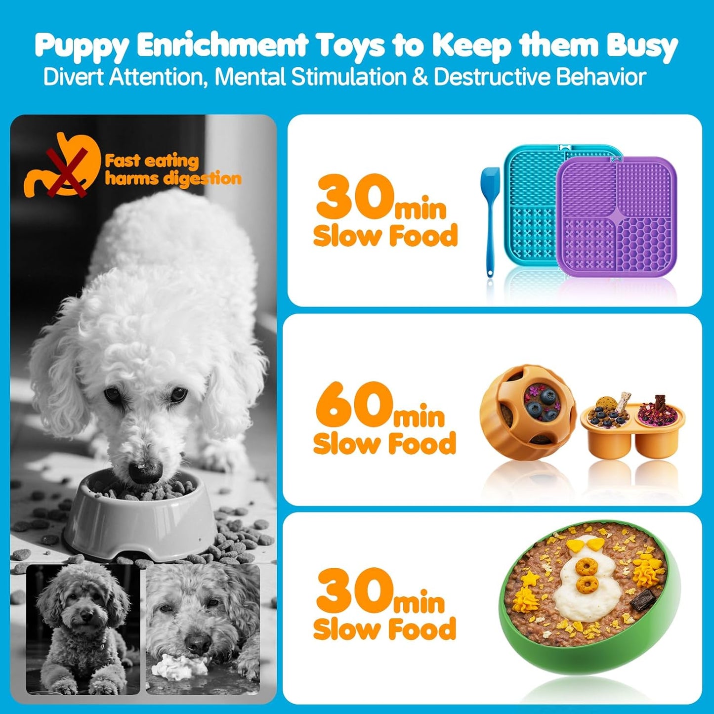 havit Frozen Dog Treats Toy to Keep Them Busy, Cognitive Dog Enrichment Toys,Interactive Toys Long Lasting, Easy to Clean (6 in 1)