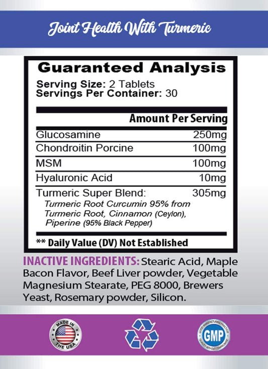 PET SUPPLEMENTS & NUTRITION LLC Joint Relief for Cats - Cats Joint Health with Turmeric - MSM - Natural Support for Hip and Joints - cat Joint Treats - 2 Bottles (120 Tablets)