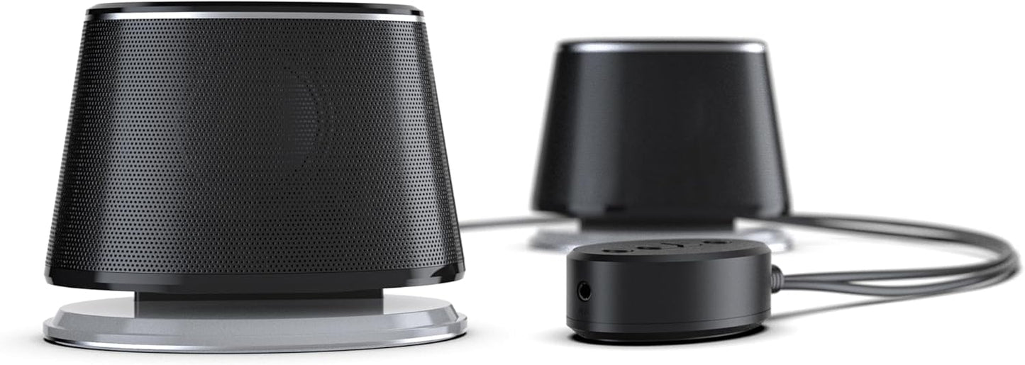 Amazon Basics Bluetooth Computer Speakers with USB 3.0, LED Blue Lighting, Volume Control, USB Powered, Set of 2