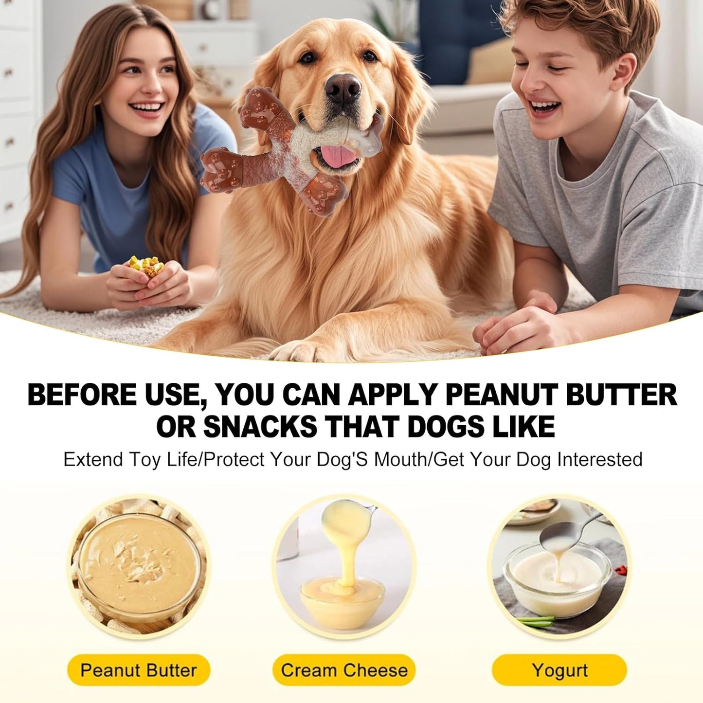 Dog Chew Toys for Aggressive Chewers - Durable Nylon Bones for Boredom Relief & Anxiety, Bacon Flavored Teething Chews for Large Dogs, Tough Chew Toy to Clean Teeth