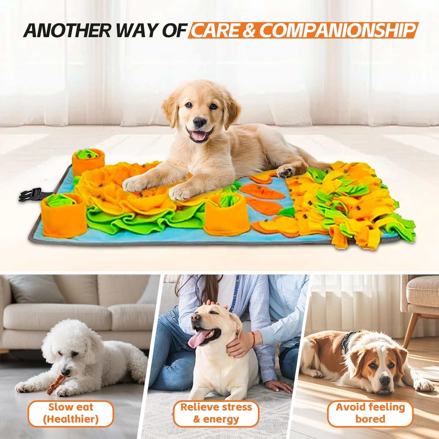 Snuffle Mat for Dogs, 32 X 19 Inches Interactive Dog Toys for Boredom & Slow Eating, Durable Dog Feeder Puzzle Toy, Dog Enrichment Toys for Small Medium & Large Dogs