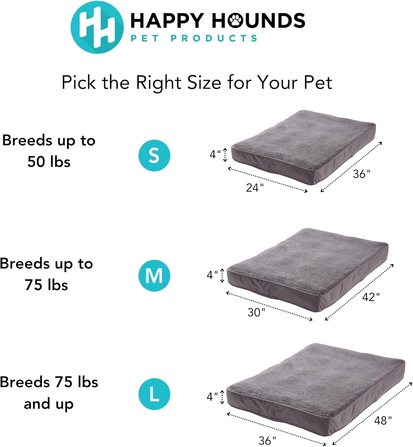 Happy Hounds Daisy 디럭스 서포트 셰르파 강아지 침대, 라지 (121.9 x 91.4cm(48 x 36인치)), 레드