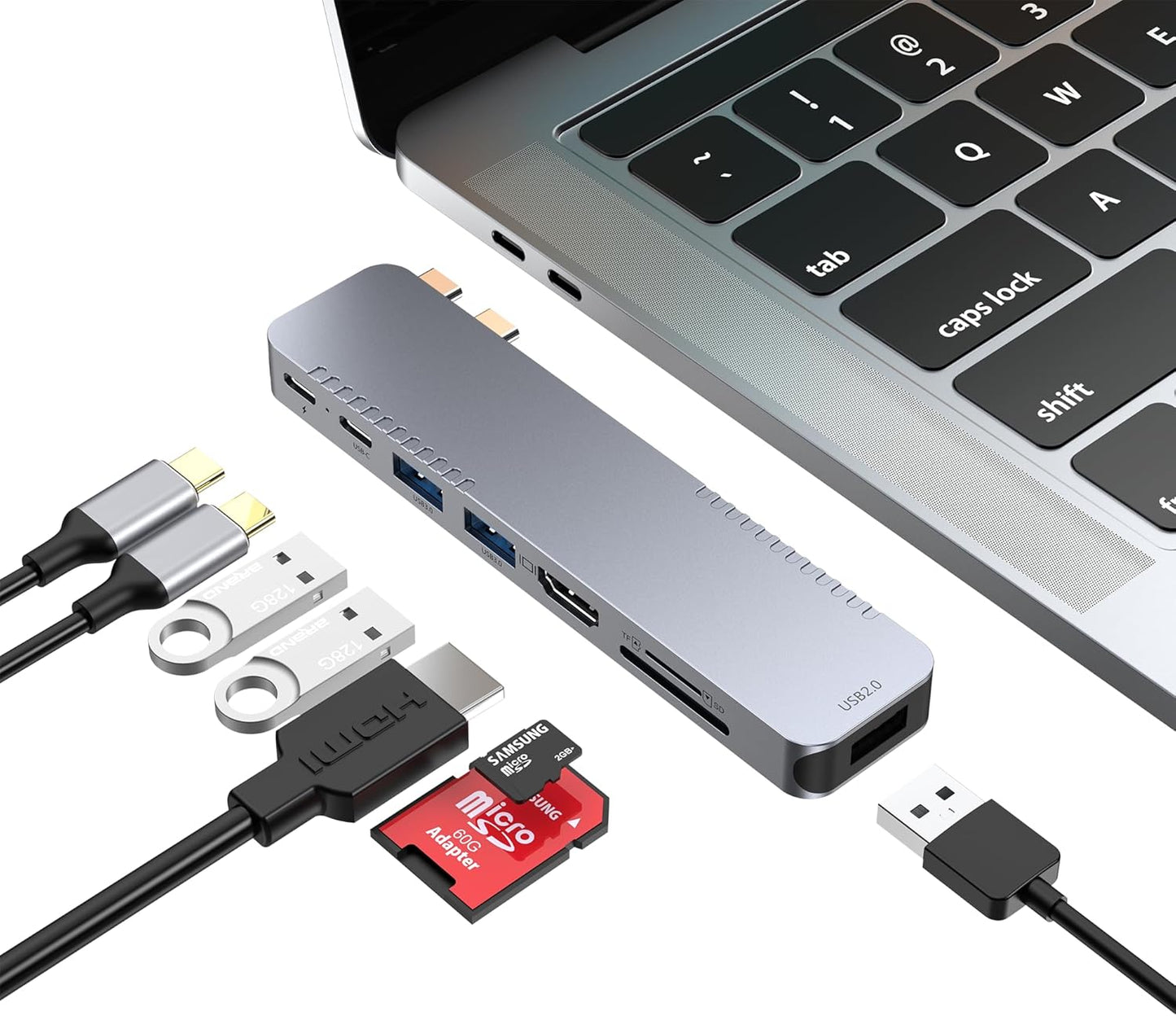 M82 USB C Hub Adapter for MacBook Pro Air Docking Station 8-in-2 for Mac Book Accessories Dongle 4K@30Hz HDMI, Thunderbolt 4/3, USB 3.0, SD/TF, USBC Dock Multiport Adapter für Mac M5 M4 M3 M2 M1