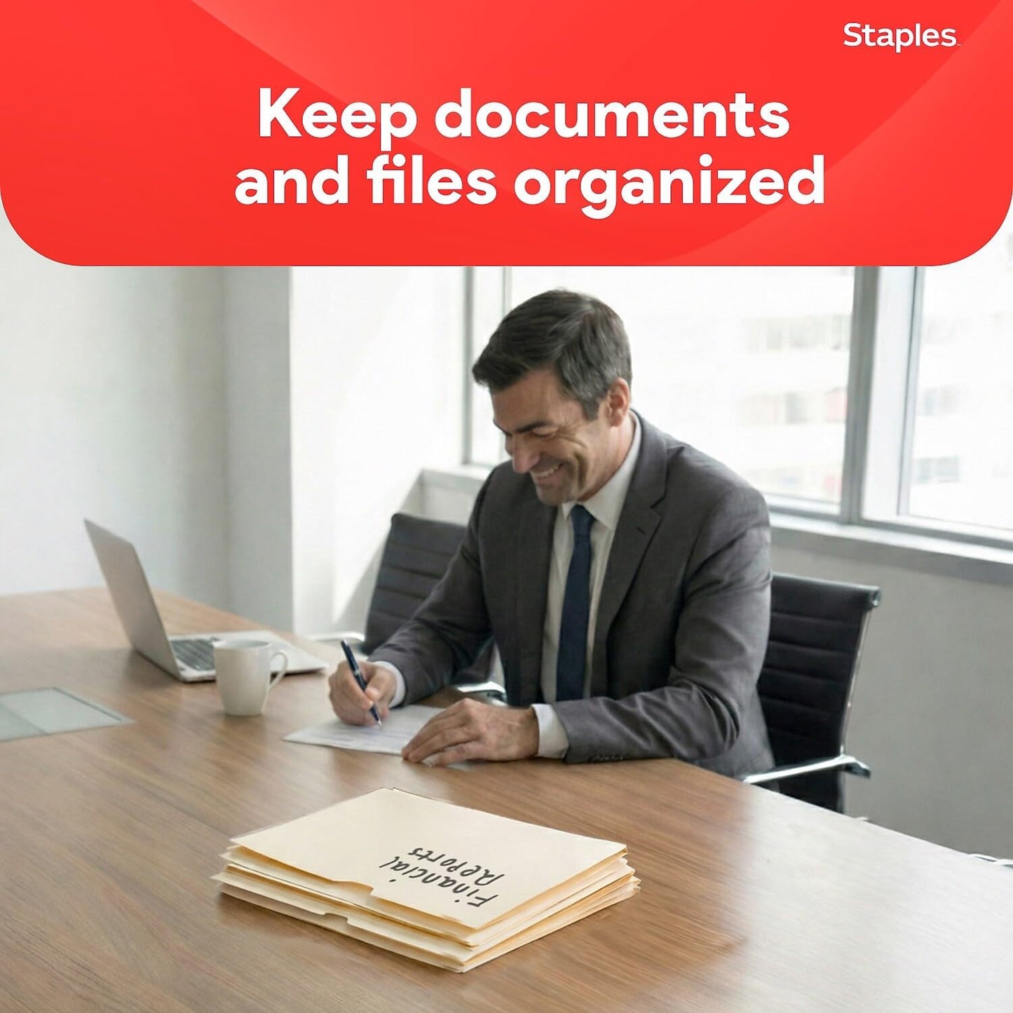 Staples File Jackets, Letter Size, 1‑Inch Expansion, Reinforced Manila Pocket Folders for Filing & Organization – 50/Pack