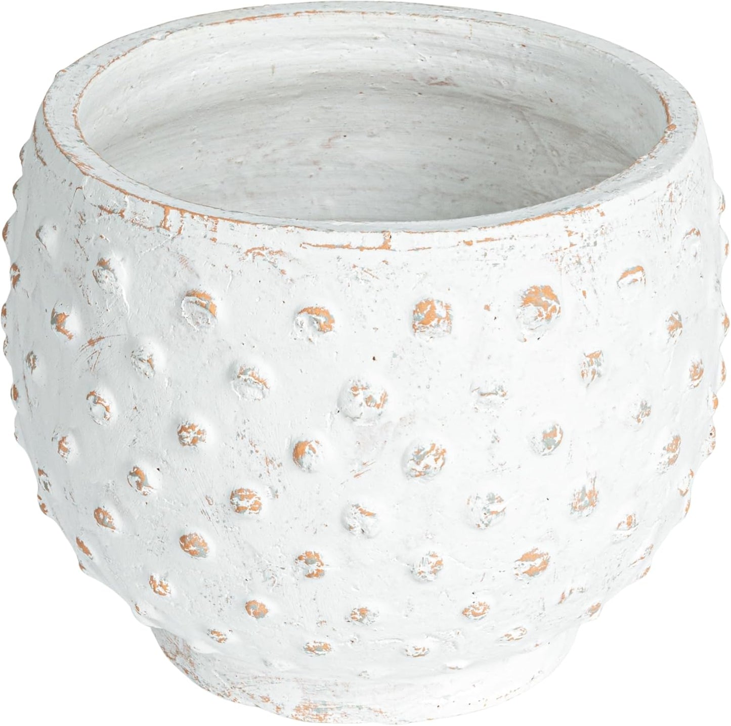 Creative Co-Op Distressed Terra Cotta Hobnail Planter, White