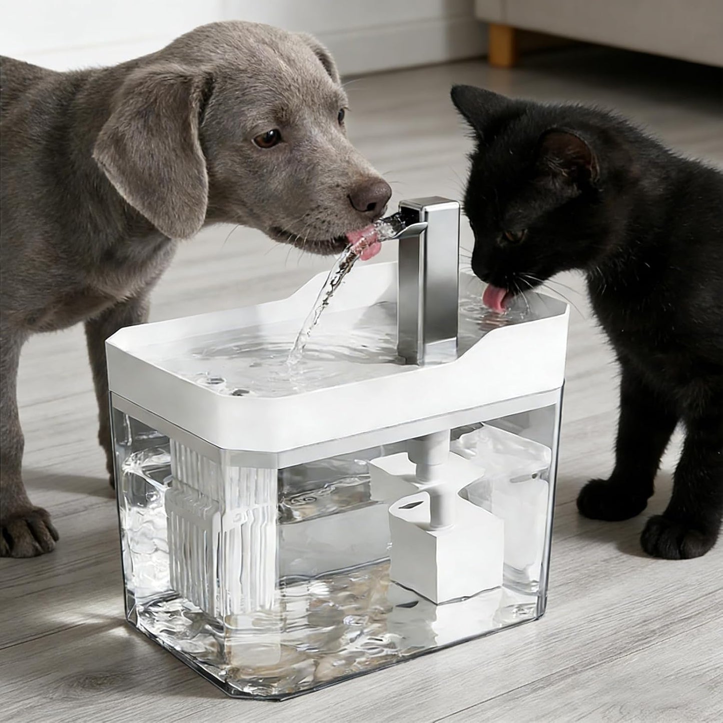 Pet Drinking Fountain 1.5L, Dynamic Easy-to-Clean Intelligent Sensing Waterer, Automatic Pet Water Feeder, Continuous Flow Hydration, for Dogs Cats Home Dorm Office Apartment Bedroom Living Room