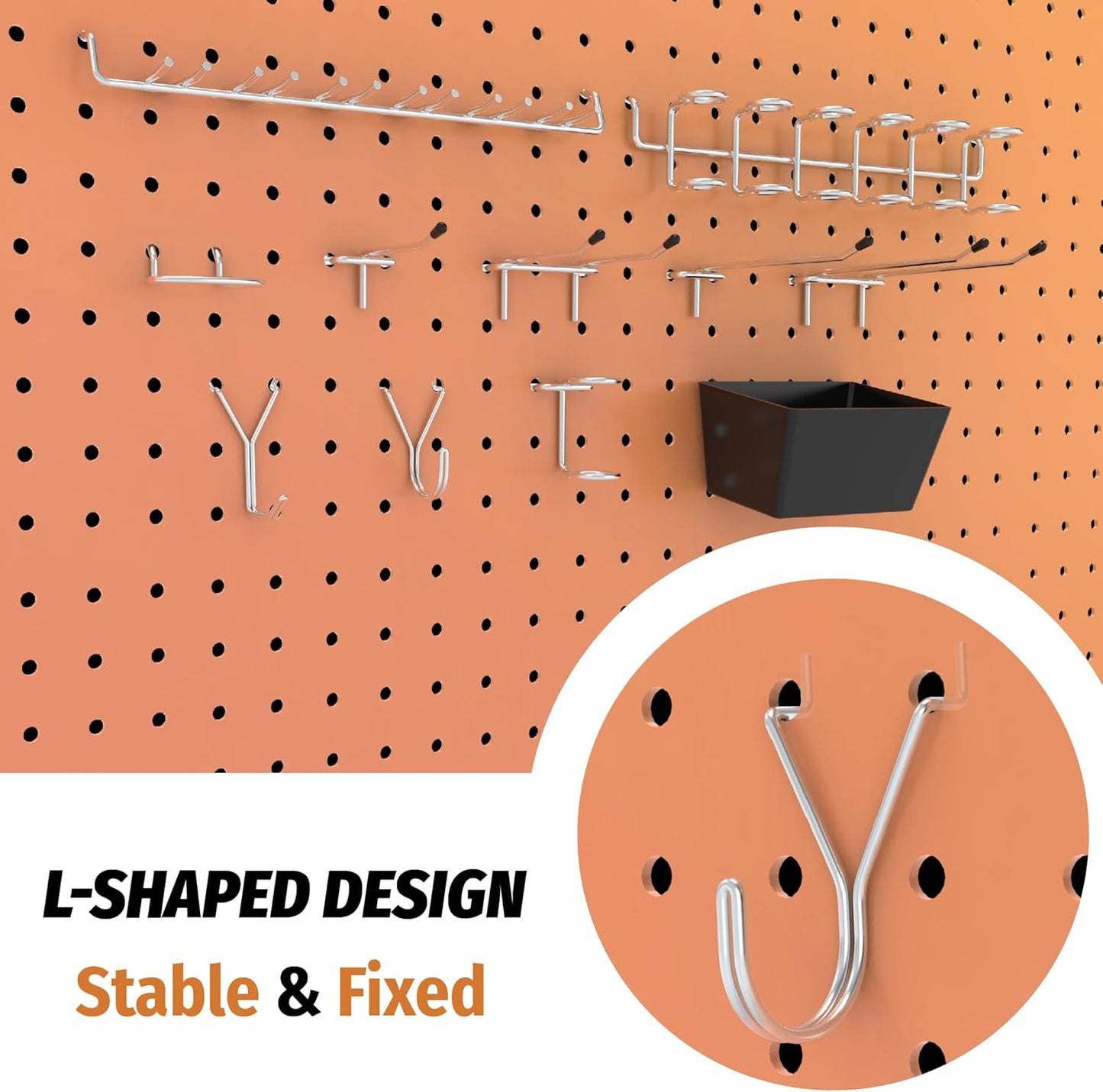 HUHOLE 86 Piece Pegboard Hooks Assortment Kit with Pegboard Bins Garage Tool Organizer Set Fits 1/8 and 1/4 Inch Peg Board Accessories for Workbench Craft Room and Kitchen Storage