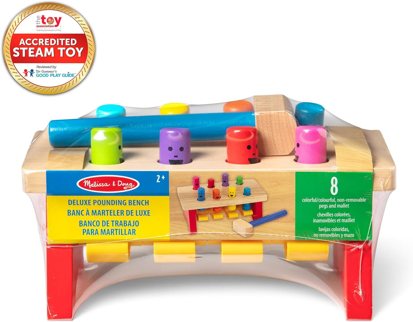 Melissa & Doug Deluxe Pounding Bench Wooden Preschool Learning Toy with Mallet