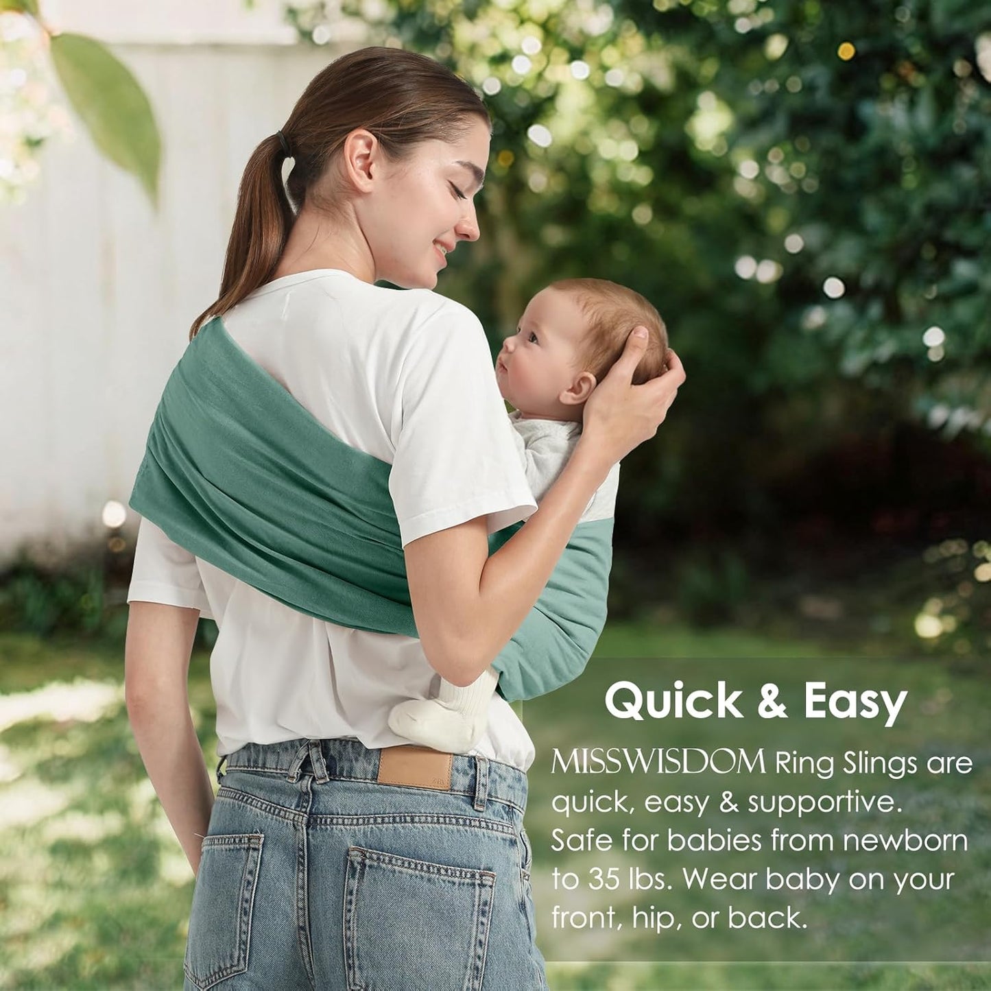 Baby Ring Sling Baby Carrier Newborn to Toddler Carrier (7-35 lbs), Baby Sling Carrier, Toddler Sling Carriers, Infant Wraps Carriers, Green