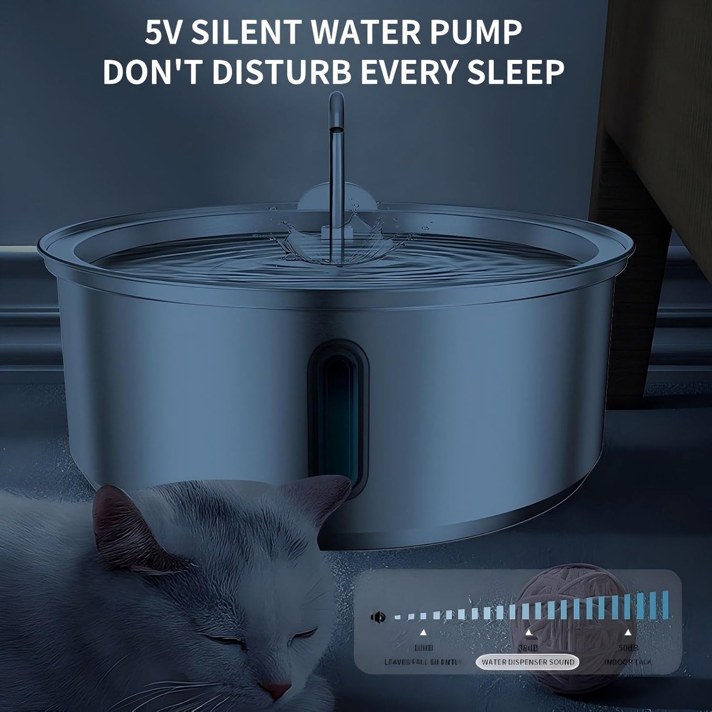 Large Dogs Water Fountain, 8L/270oz Stainless Steel Dog Water Fountain with Visual Water Level Window for Large for Families with Many Pets and Busy Families. with Operating Noise Below 30 decibels