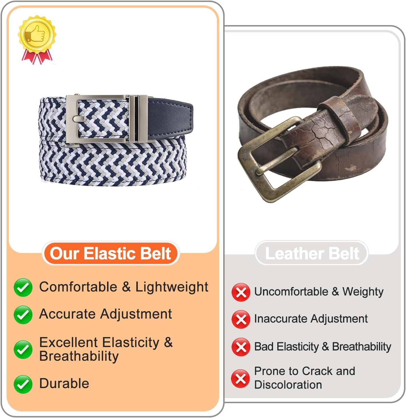 Mens Belt, Ratchet Belts Adjustable Automatic Buckle PU Leather belt for men - Trim to Fit