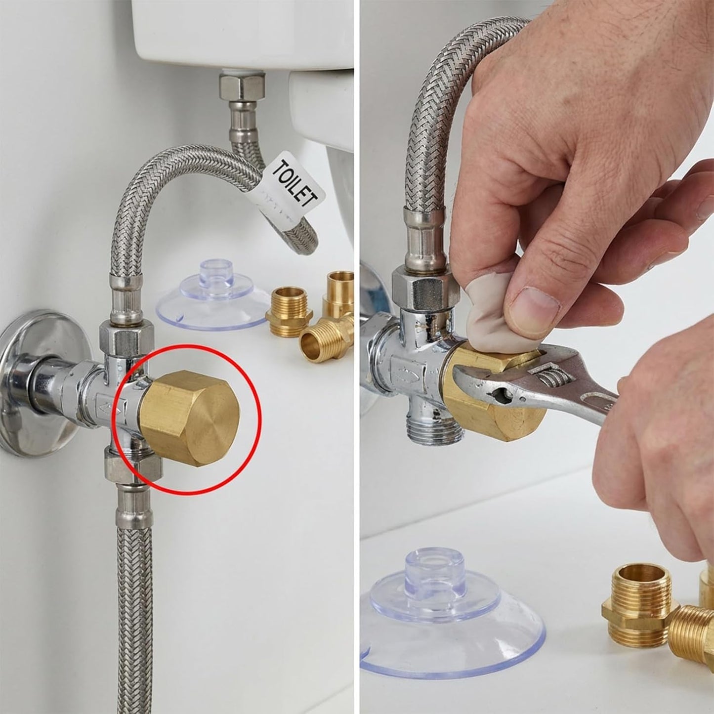 10 PCS 3/8'' Compression Valve Cap Fitting, Brass Cap with Sealing Washer, 3/8 Compression Fittings/Cap Washer/Plumbing Cap for Toilet Faucet, Dishwasher, Water Heater & Supply Line Shut Off Valve