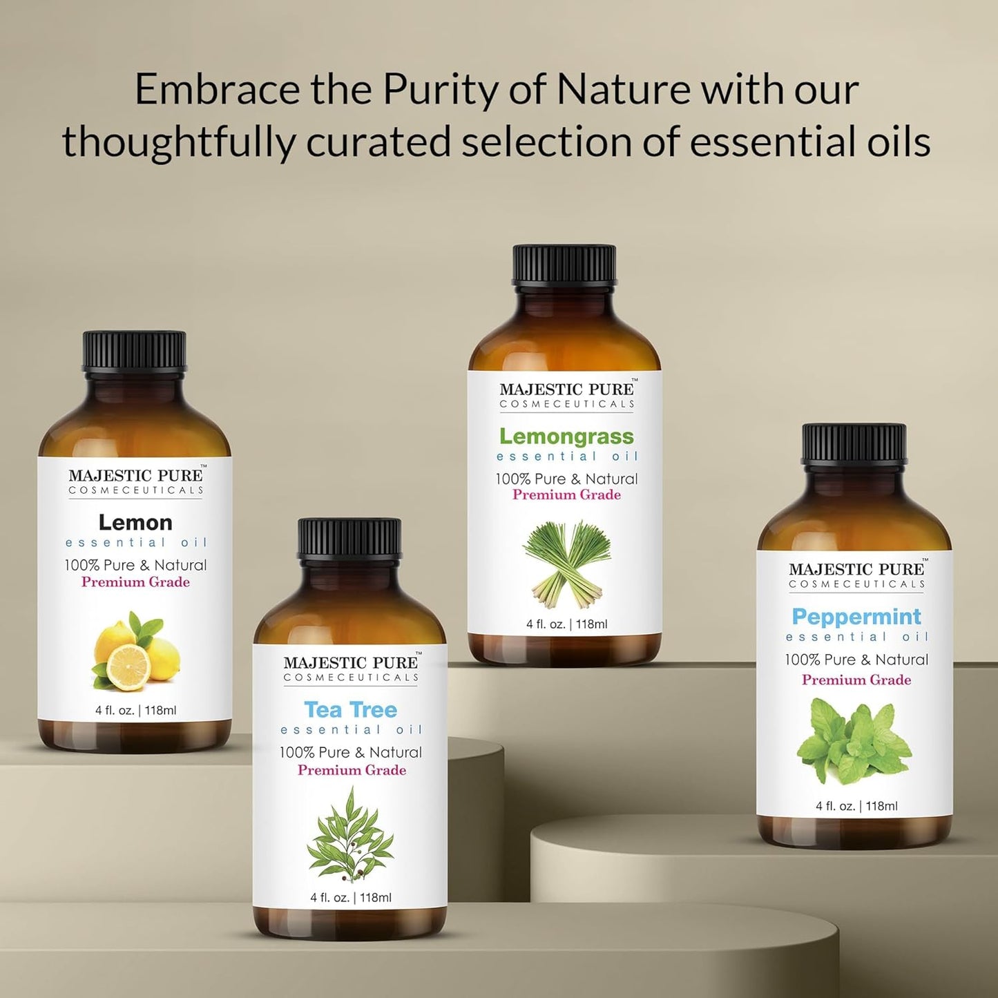 Majestic Pure Essential Oil with Glass Dropper - 100% Pure and Natural - Essential Oils for Diffuser, Aromatherapy, Soap and Candle Making, Eucalyptus Essential Oil, Eucalyptus Oil, 4 Fl Oz