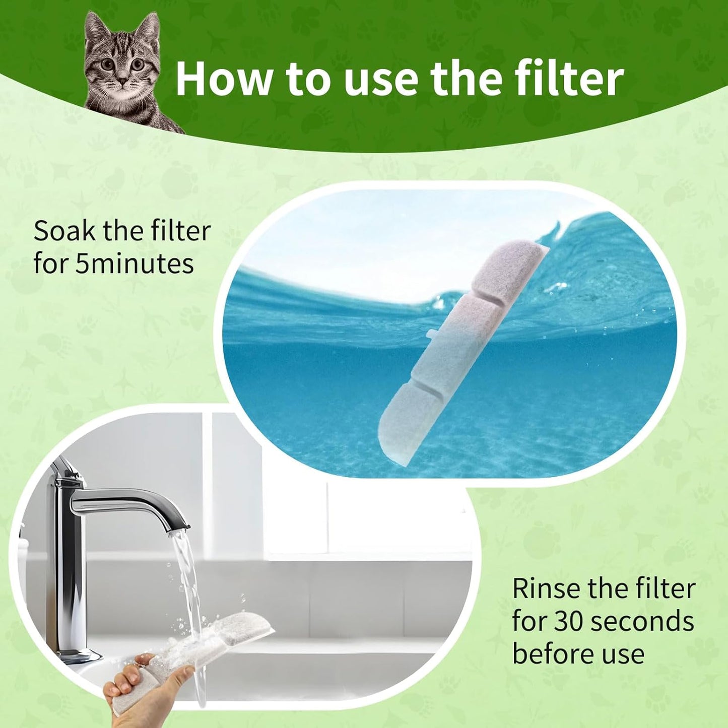 Cat Fountain Filter, 12 Packs Fountain Filter Replacement Compatible With 2.5 L DownyPaws Drinking Fountain for Cat Wireless DPWFP6/DPWFP6SS