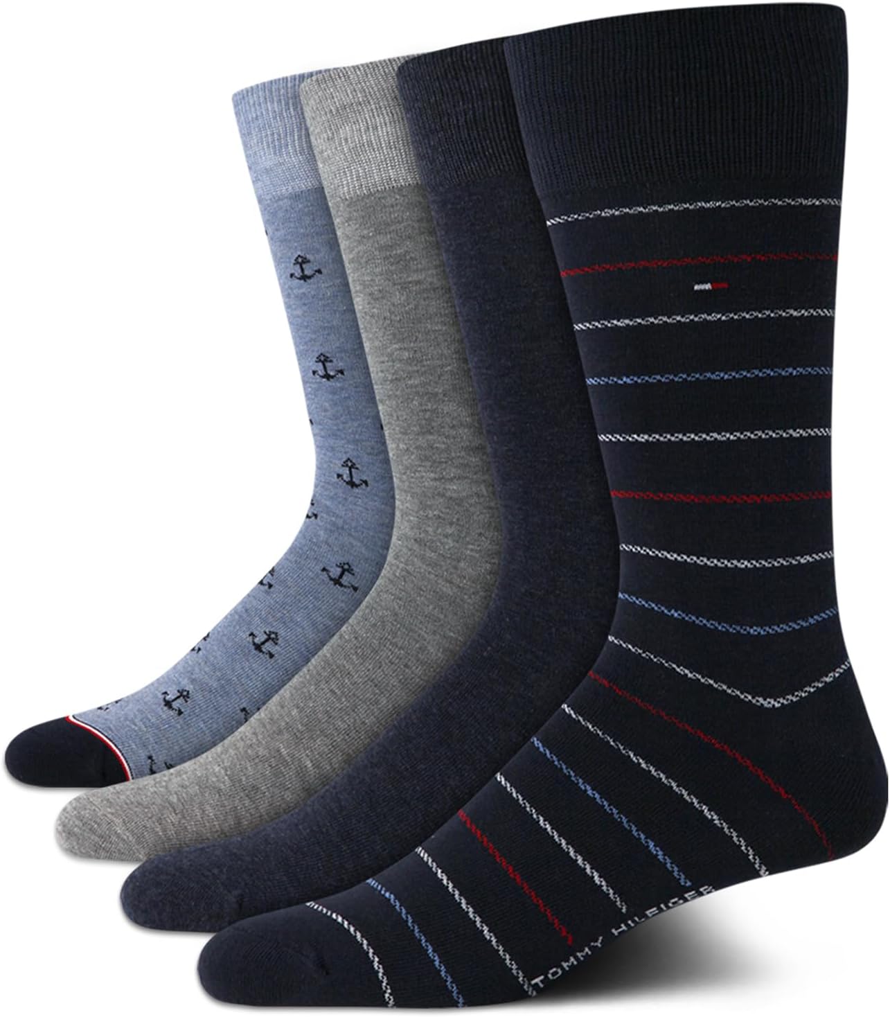 Tommy Hilfiger Mens Dress Socks - 4 Pack Lightweight Everyday Crew Work Socks for Men for Casual & Formal Wear