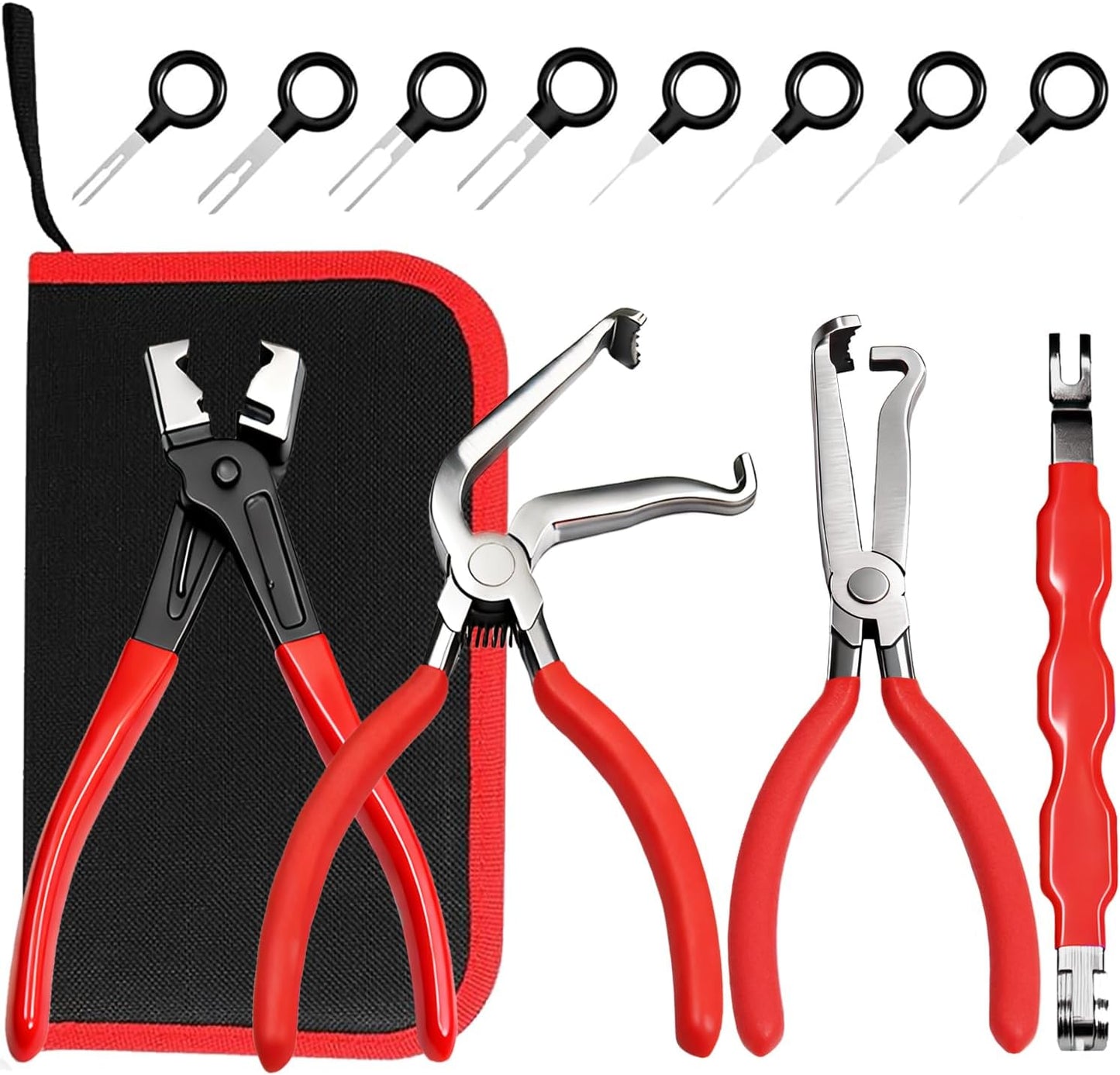 4 Pcs Electrical Disconnect Pliers for Cars,Hose Clamp Pliers,Automotive Electrical Connector Disconnect Tool,Connector Separator for Car, Truck Repair & 8PCS Terminal Removal Tools