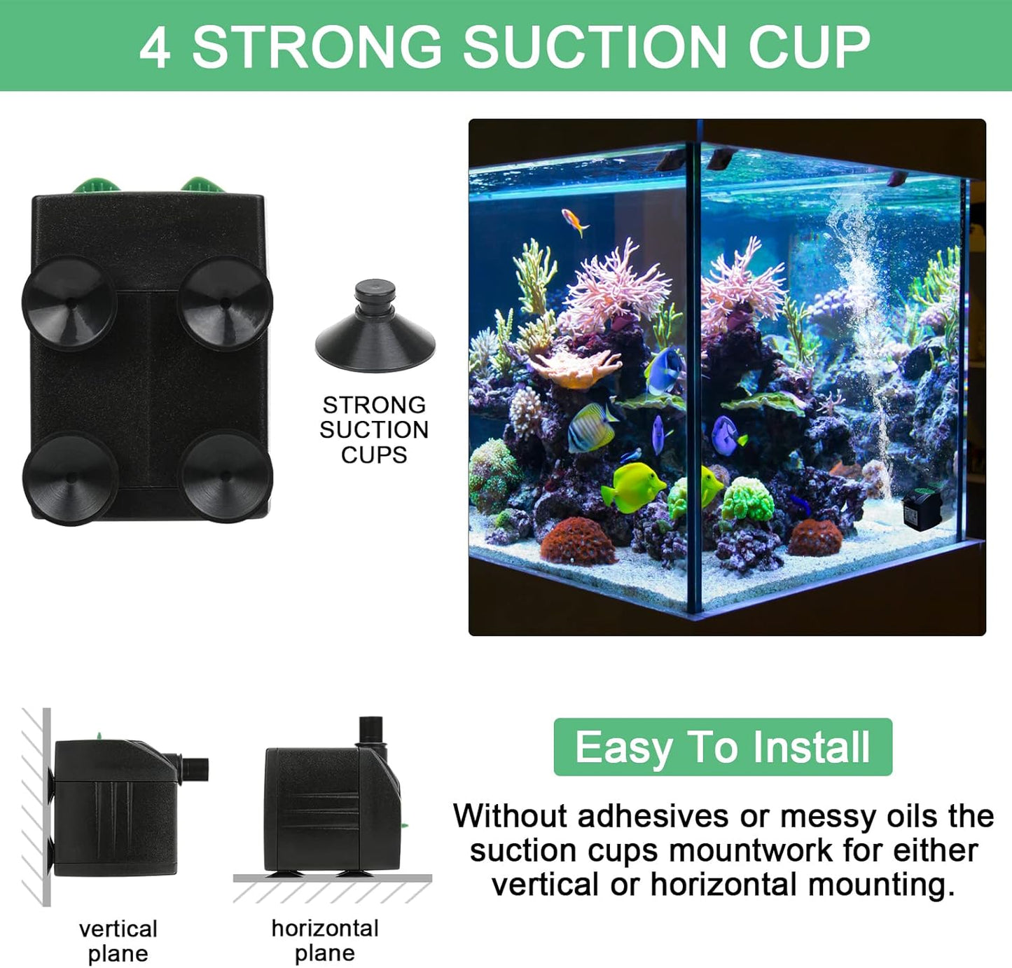 BARST Submersible Water Pump,Ultra Quiet 160GPH Aquarium Pump Adjustable Fountain Pump with 3 Nozzles and 6ft Power Cord for Fish Tank, Pond, Hydroponics,Outdoor Waterfall (600L/H,12W)