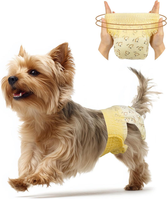 Dog Diapers Female, Pull It Up Disposable Puppy Diapers with 360° Stretchy Waist, Super Absorbent Leak-Proof Doggie Diapers for Playful Dogs, Dog Walking, Gaming(S,30PCS)