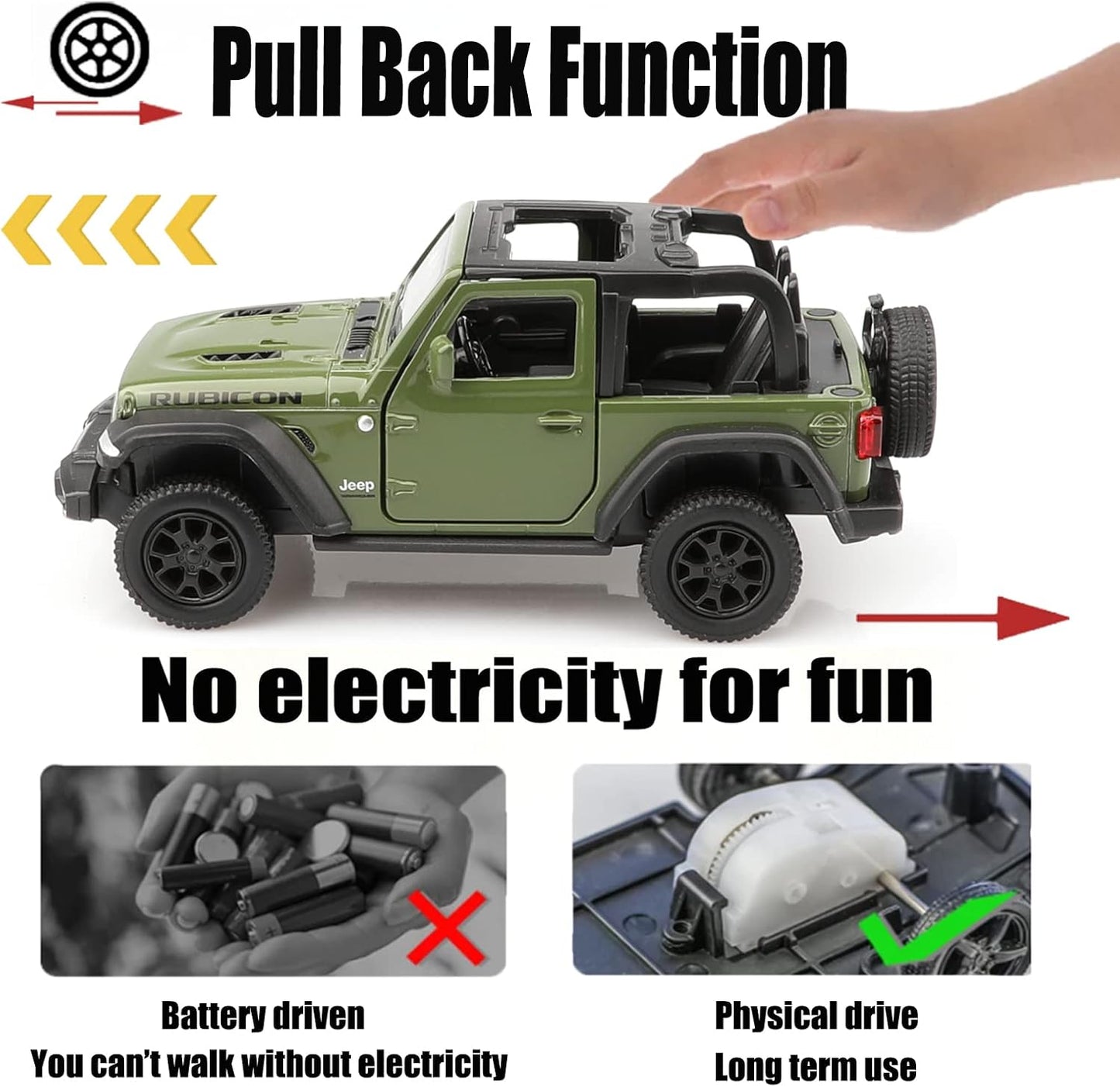 1/36 Scale Jeep Wrangler Rubicon Diecast Car Models,Pull Back Vehicles Toy Cars,Cars Gifts for Boys Girls
