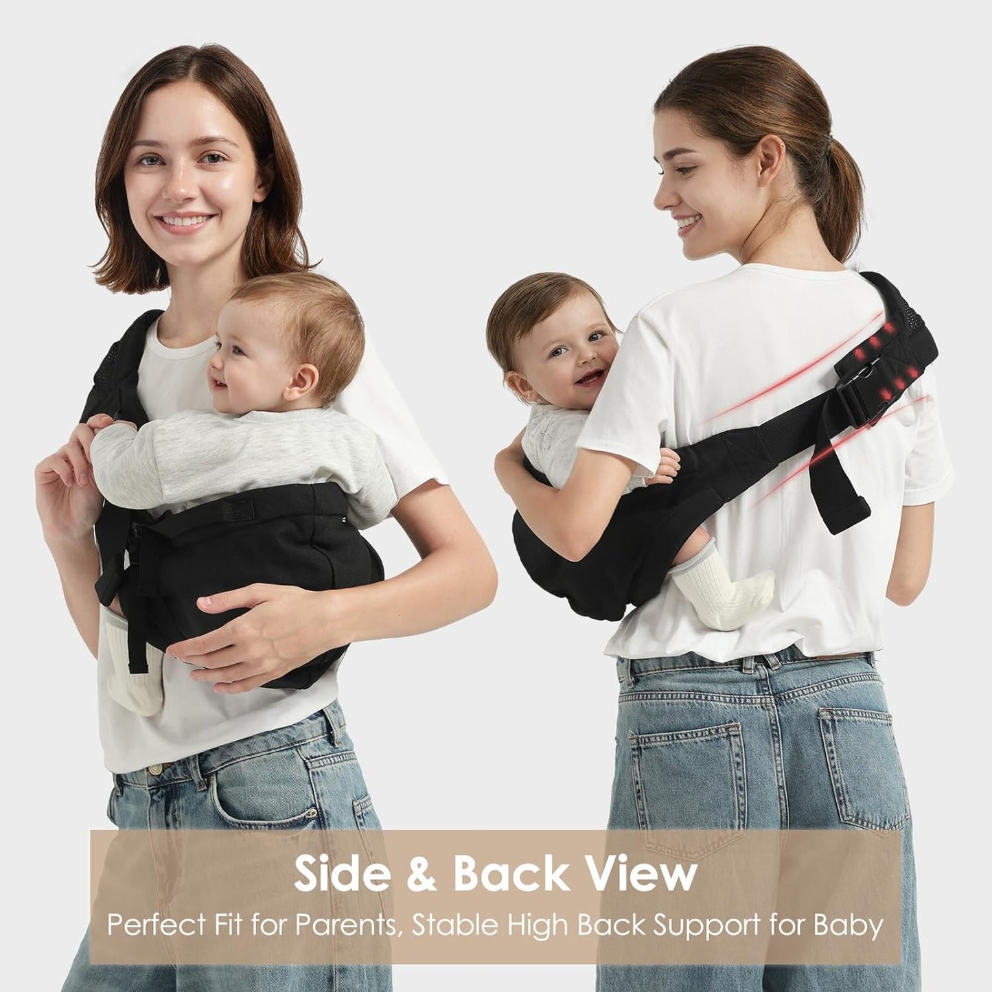 Baby Sling Carrier Newborn to Toddler, Adjustable Toddler Carrier Sling Baby Carrier Toddlers Sling Carriers Hip Carriers for 7-40lbs, Black