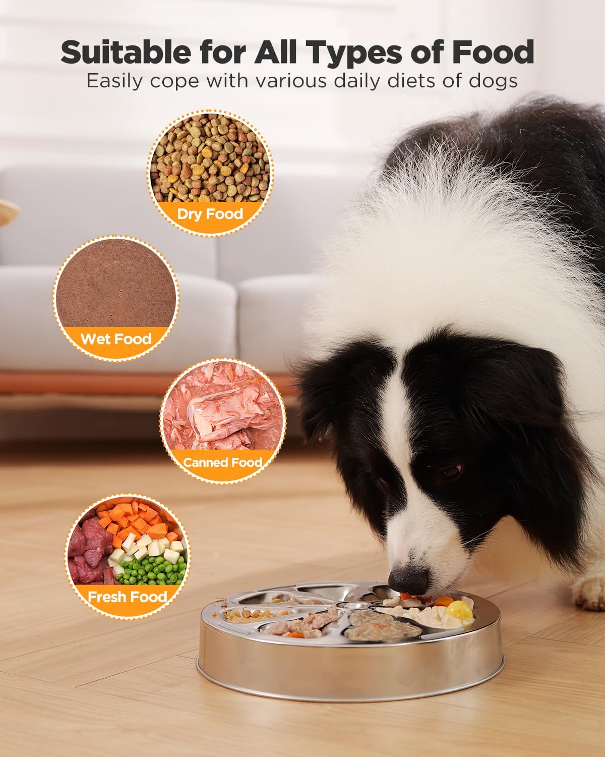Slow Feeder Dog Bowls – Stainless Steel Non-Slip Metal Bowl for Slow Feeding, 5 Cups Large Capacity, Double-Sided Design for Dry, Wet, or Raw Food, Ideal for Small, Medium, Large Dogs