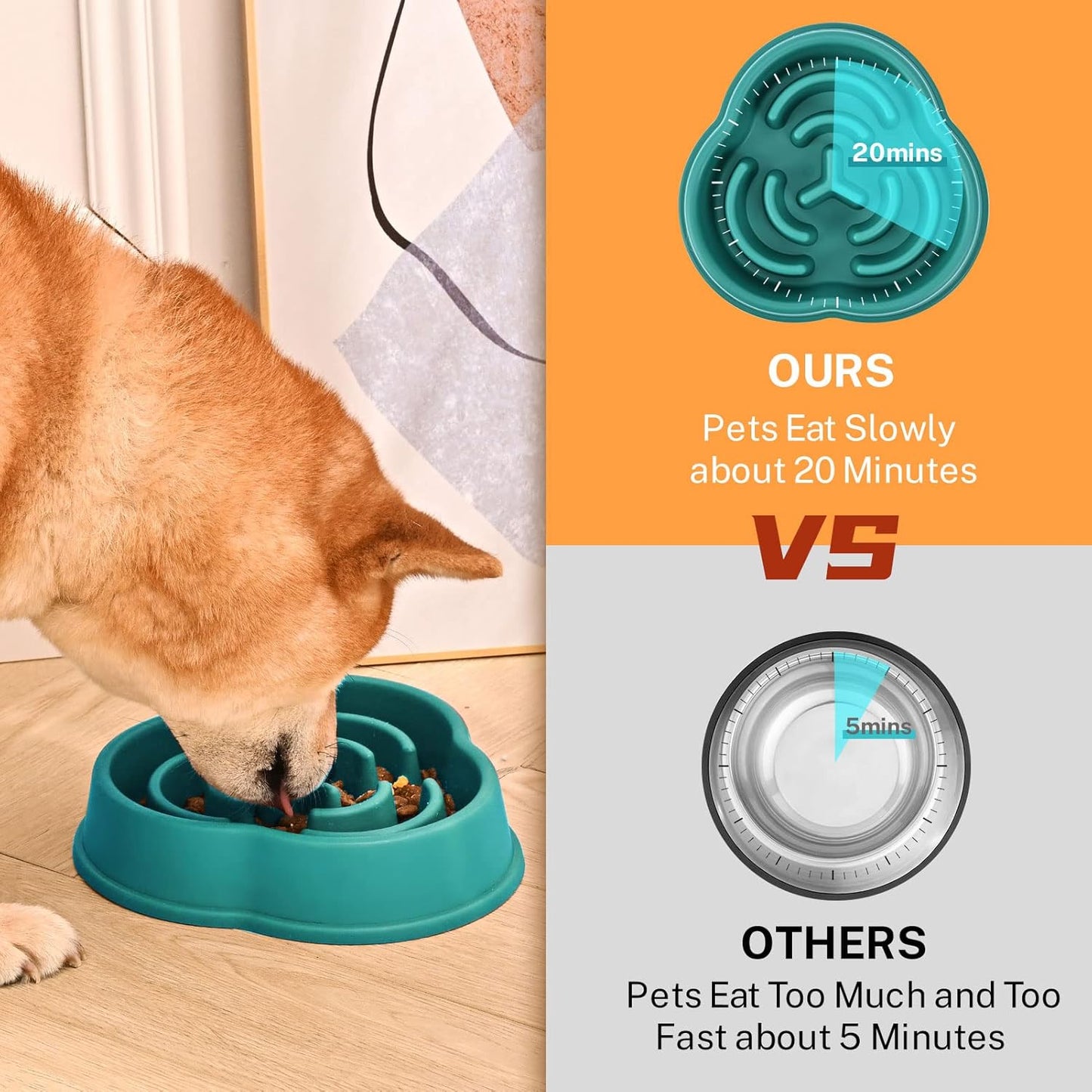 Slow Feeder Bowls for Small Medium, Puzzle Slow Feeding Pet Bowl with Anti-Slip Shim for Puppy, Non-Toxic Preventing Choking Healthy Slower Food Feeding Dishes (2pc Green)