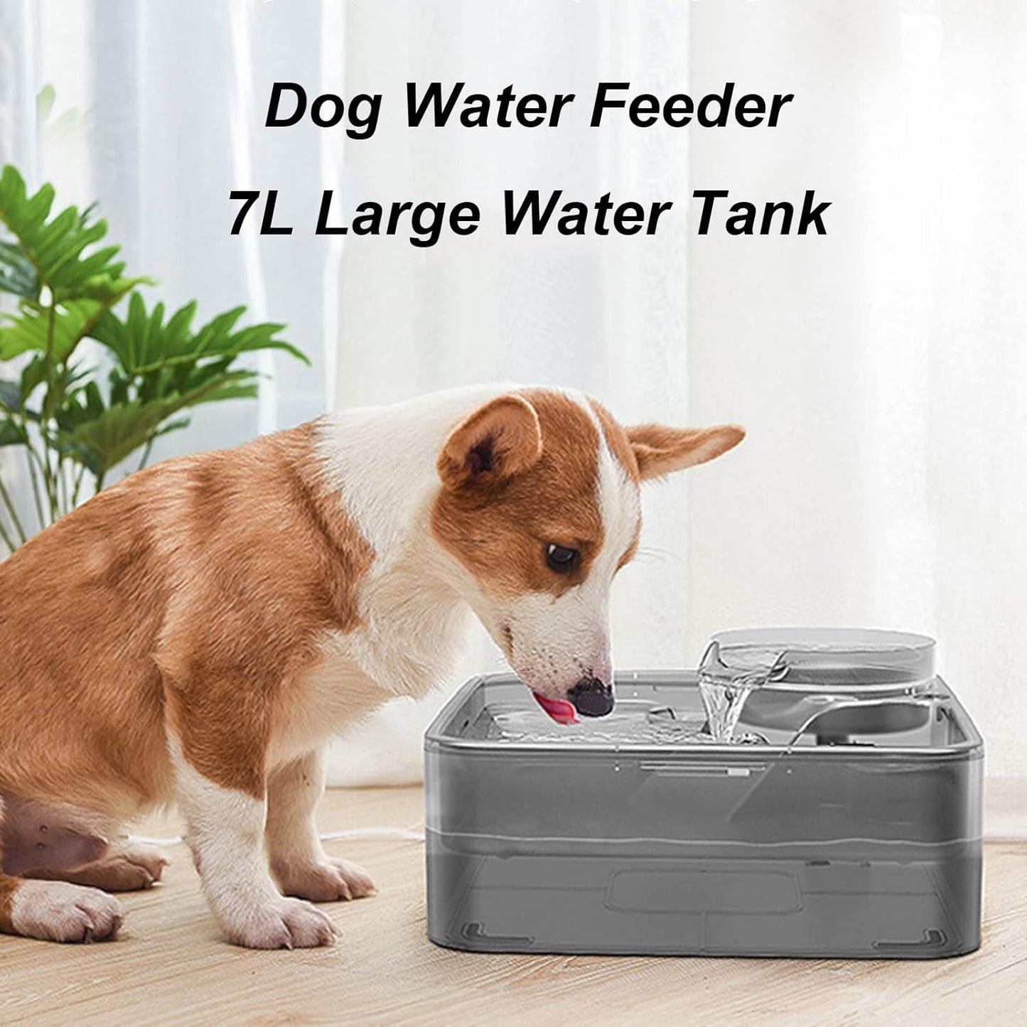 Dual-Tier Pet Fountain, Automatic Dog/Cat Water Fountain with Large Capacity, Pet Water Dispenser Drinking Water for Cats Dogs Multiple Animals,Gray