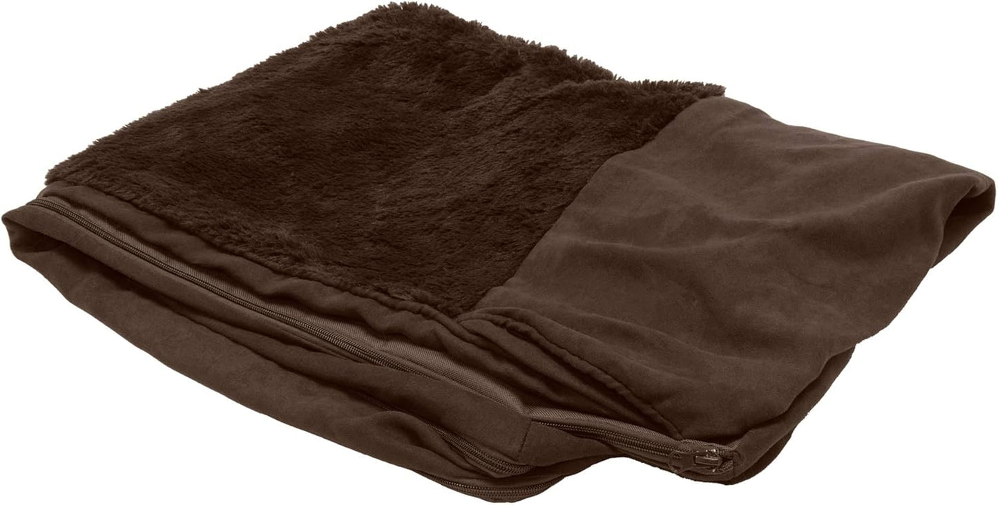 Furhaven Replacement Dog Bed Cover Plush & Suede Sofa-Style, Machine Washable - Espresso, Jumbo (X-Large)