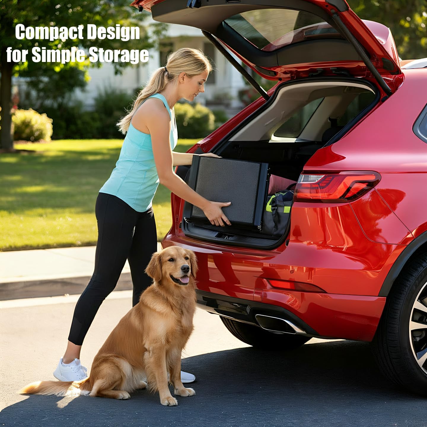 Pet Ramp (160 x 44 cm),Dog Ramp for Car, SUV & Truck, 63" Long & 17" Wide, Fold-able & Portable Pet Ramp with Non-Slip Rug Surface, Extra Wide Dog Steps for Medium & Large Dogs Up to 250LBS